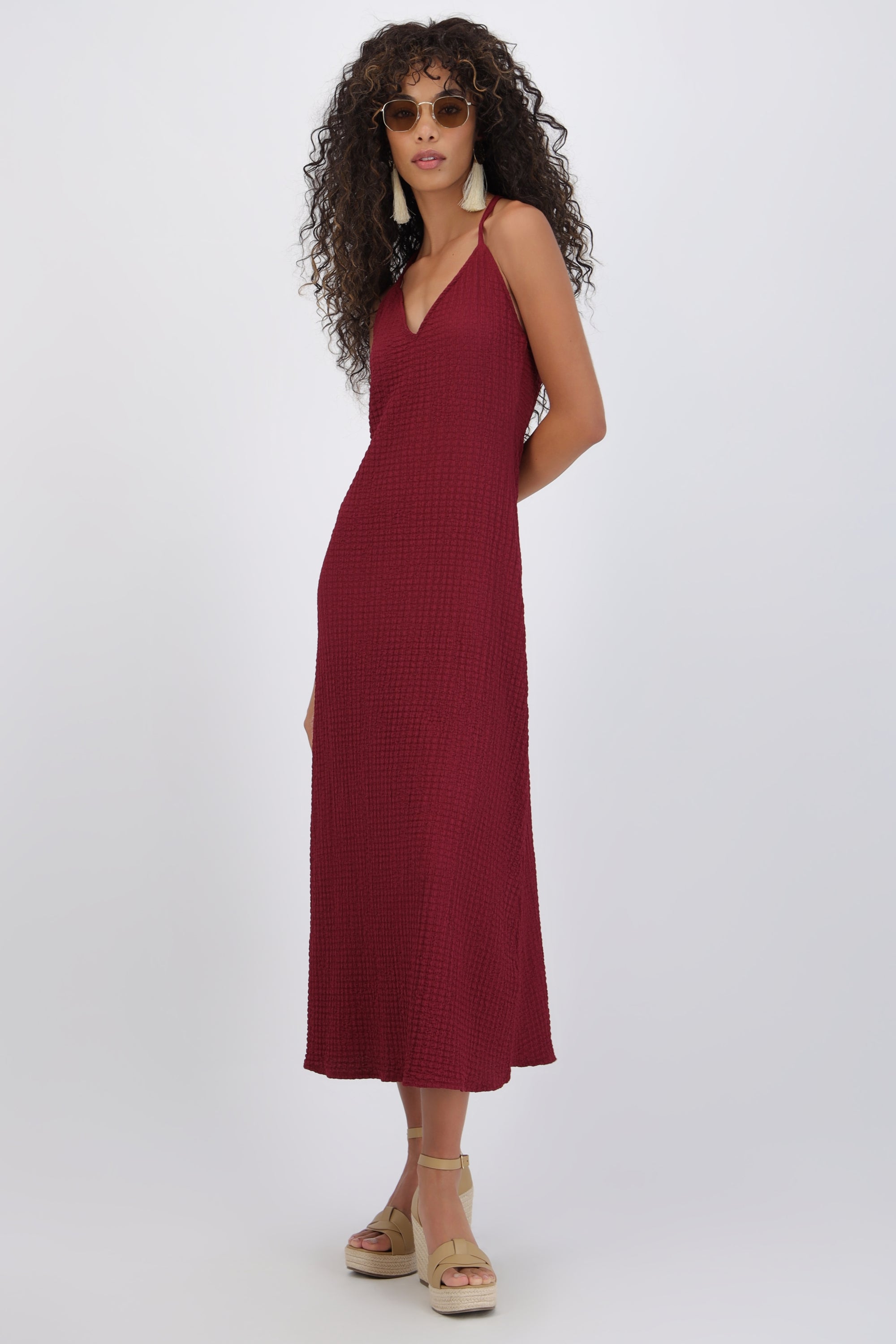 Vestido maxi cuentas espalda