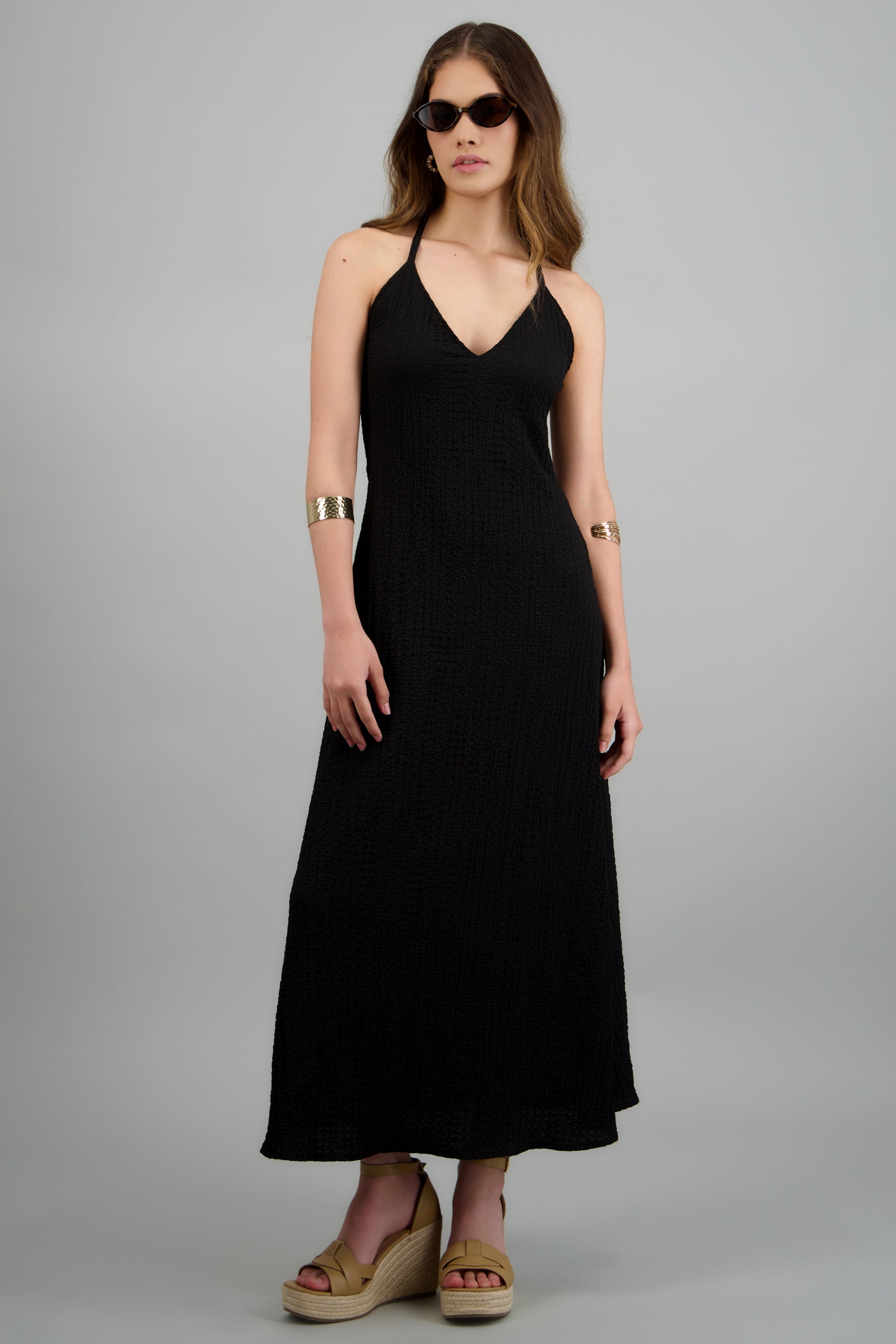 Vestido maxi cuentas espalda NEGRO
