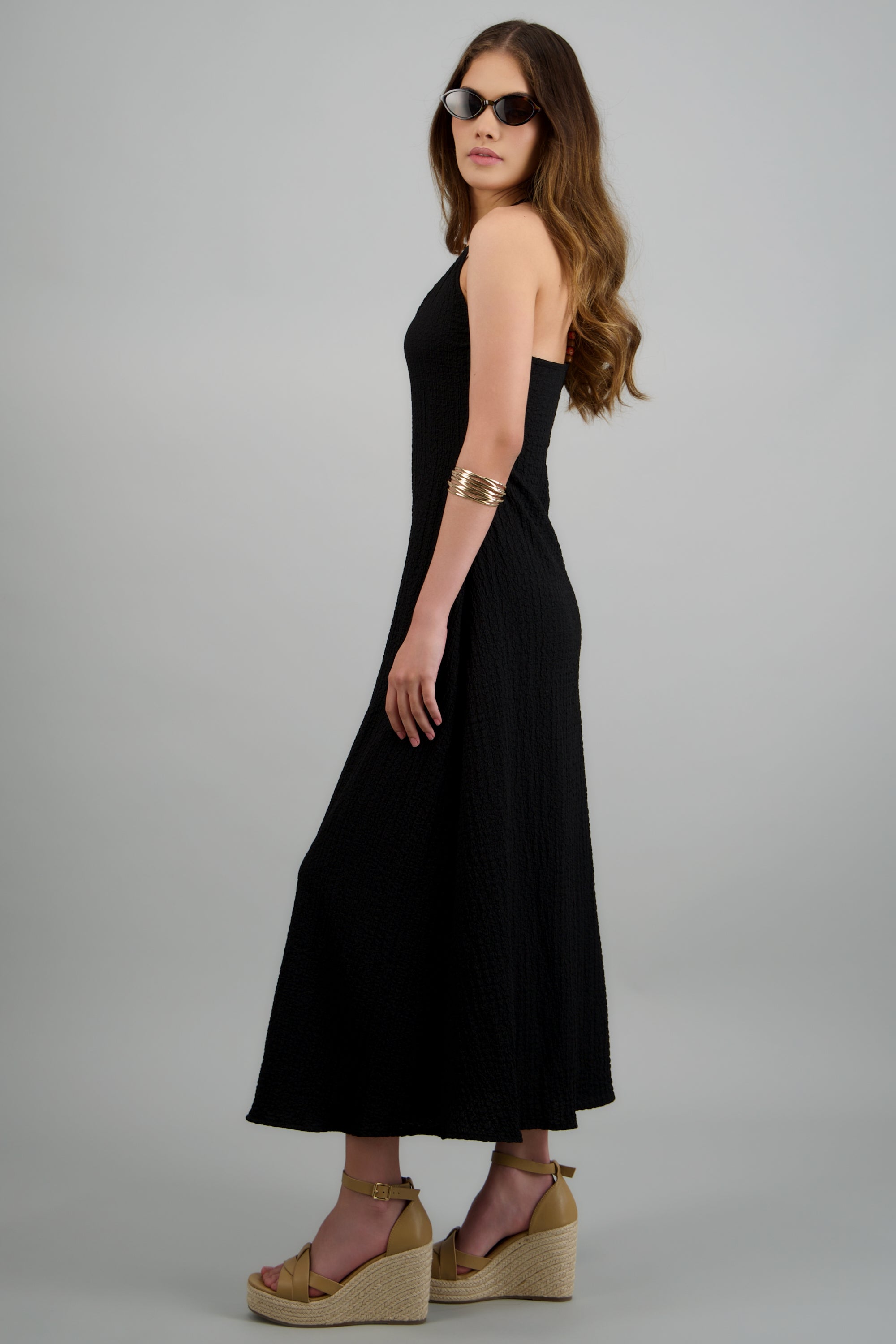 Vestido maxi cuentas espalda NEGRO