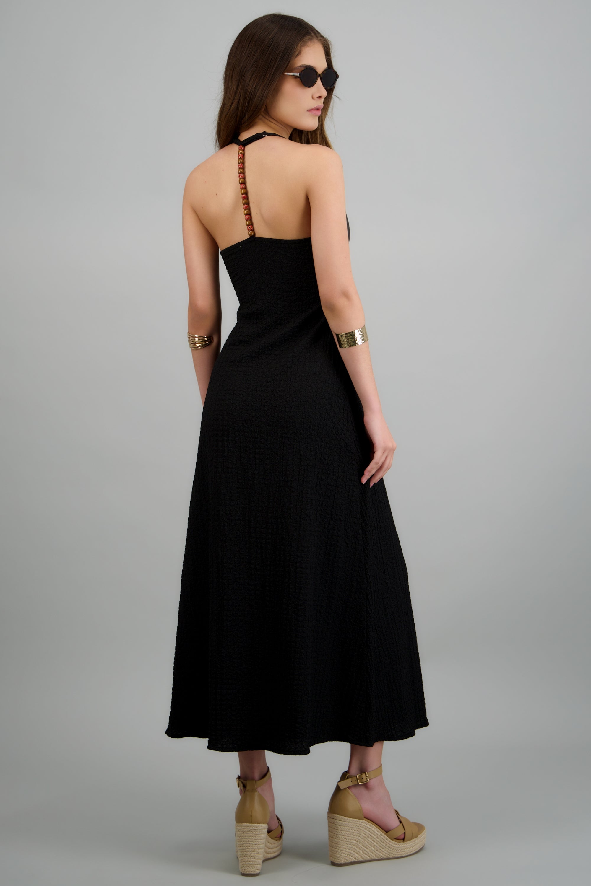 Vestido maxi cuentas espalda NEGRO