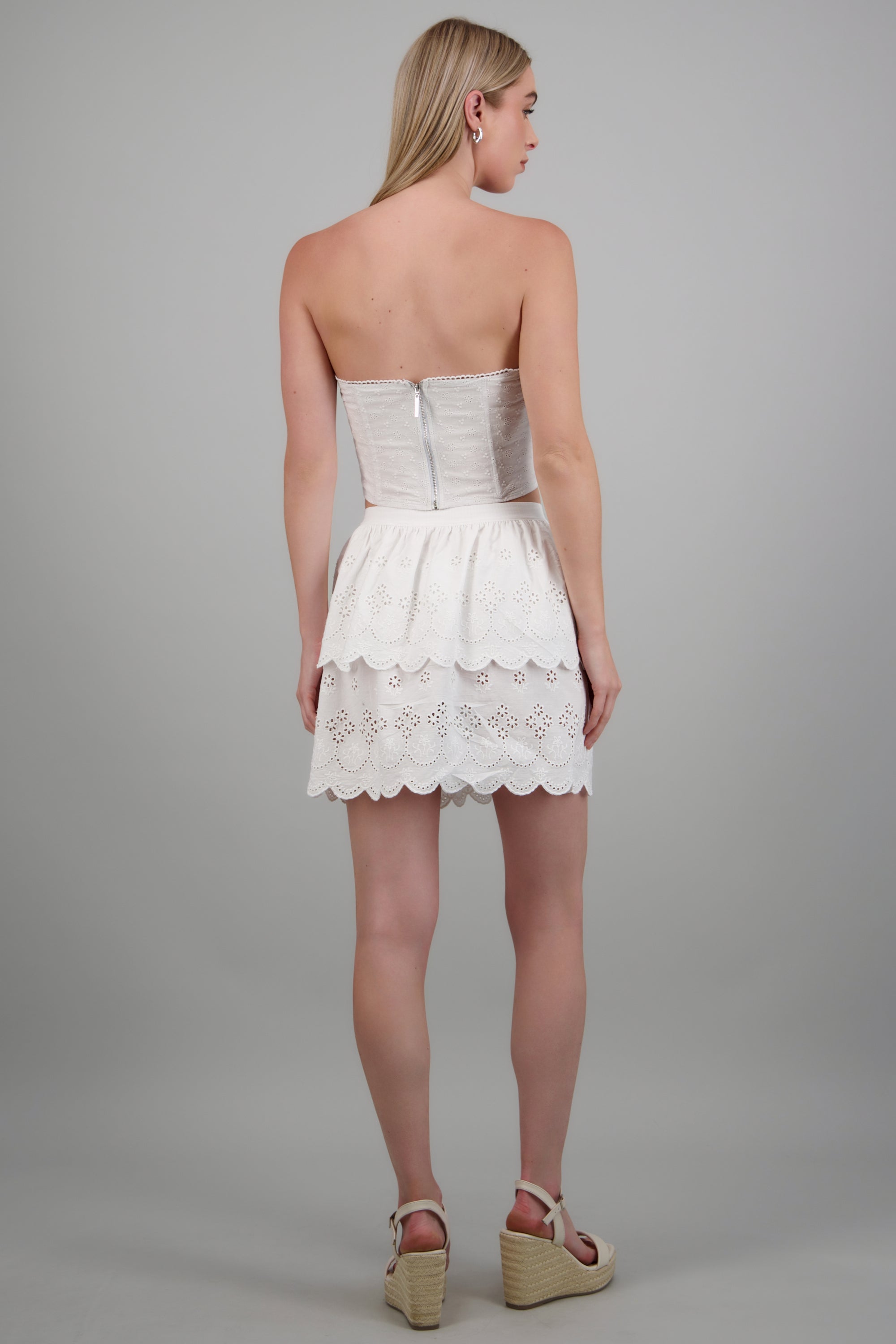 Falda dos olanes eyelet BLANCO