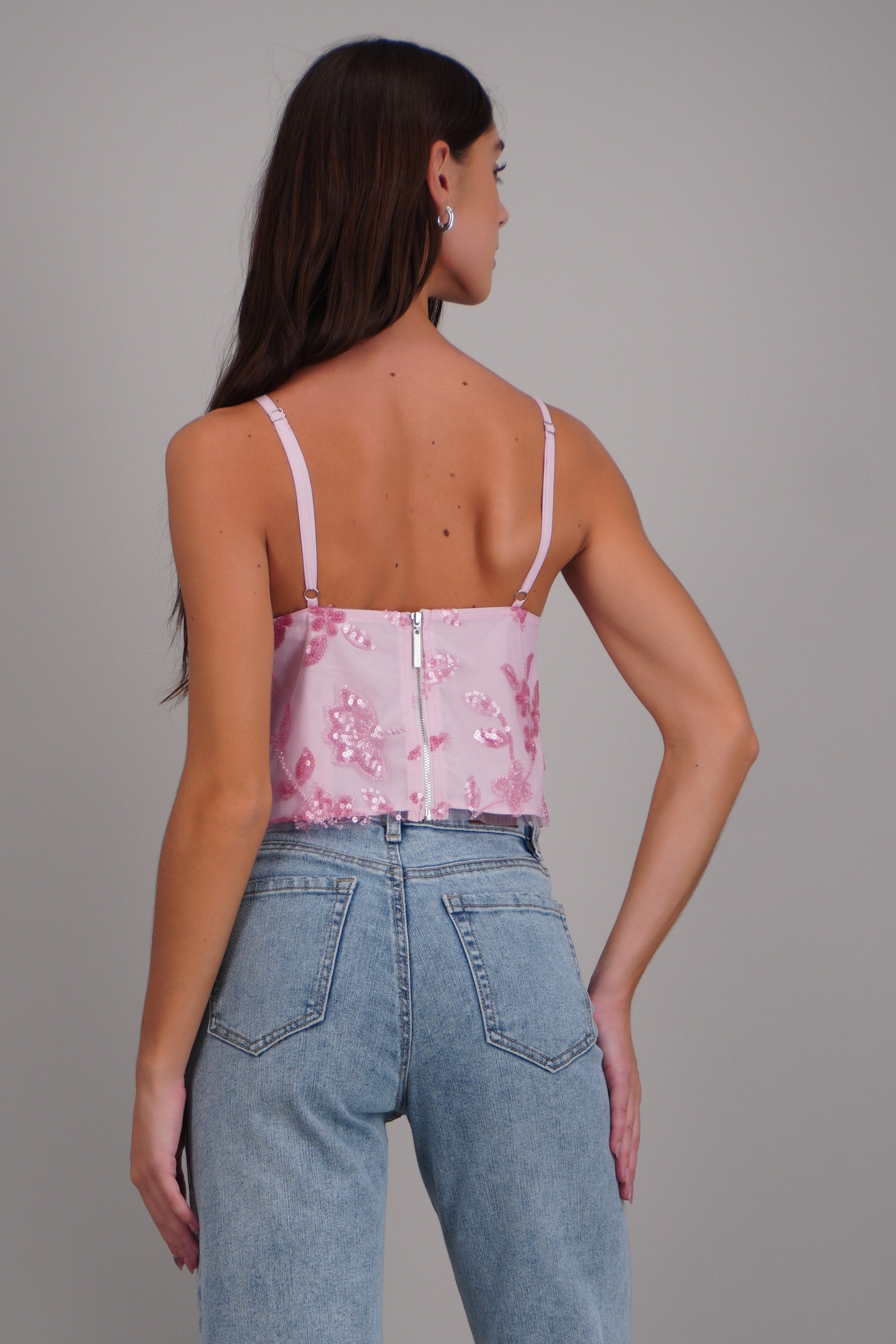Top flores de cuentas ROSA PASTEL