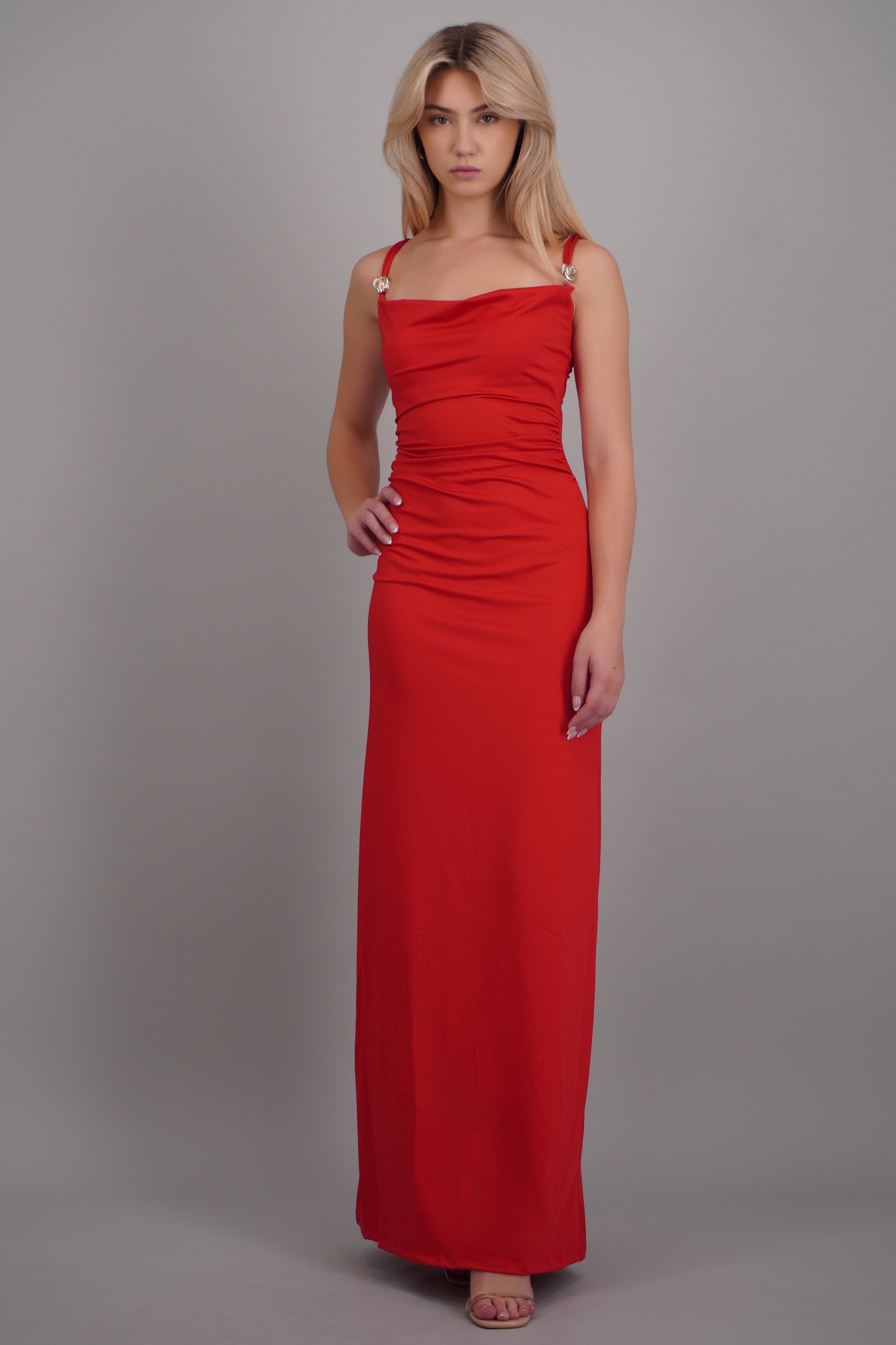 Vestido tirantes detalle argollas ROJO