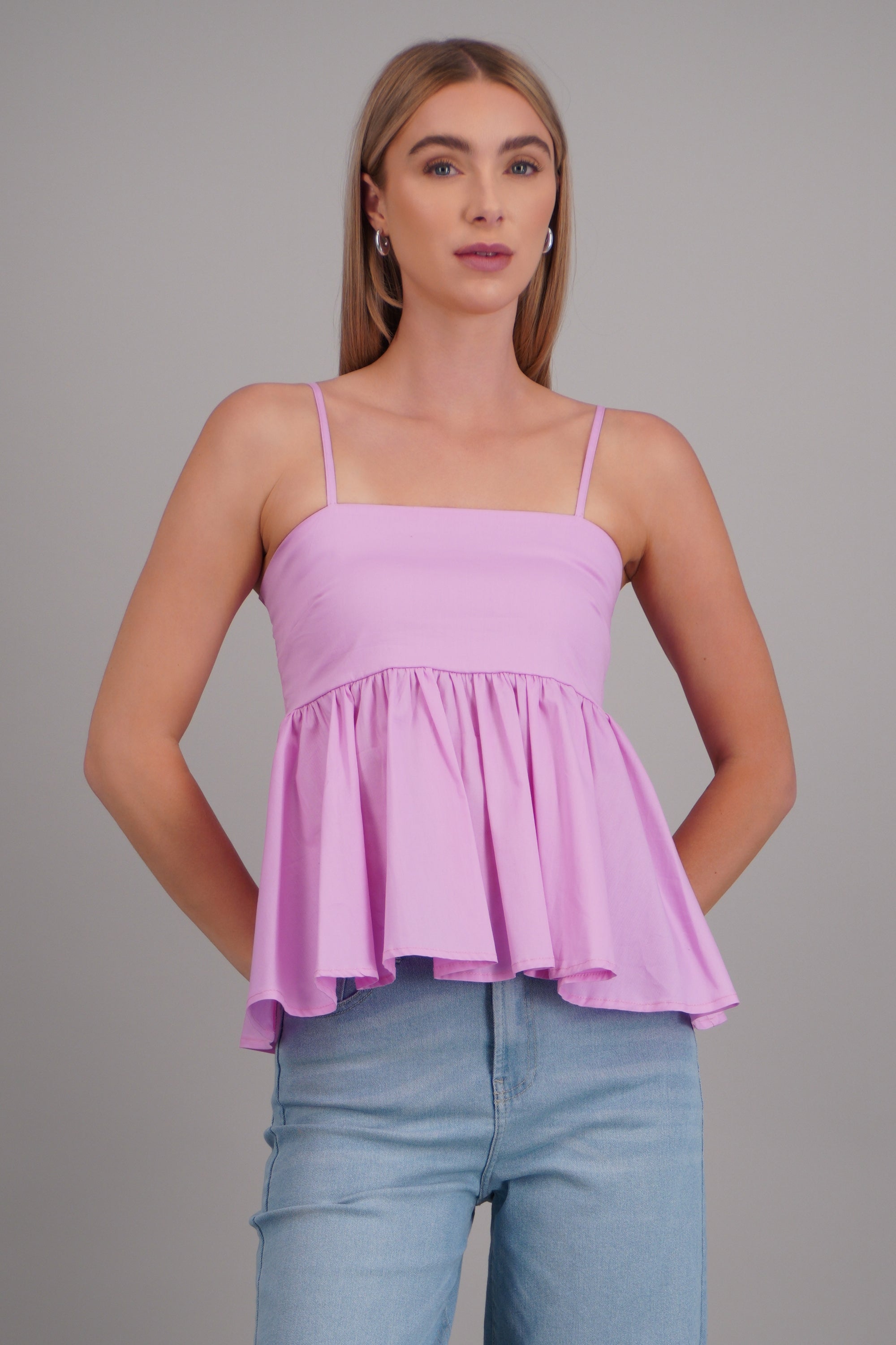 Top tirantes detalle peplum ROSA PASTEL