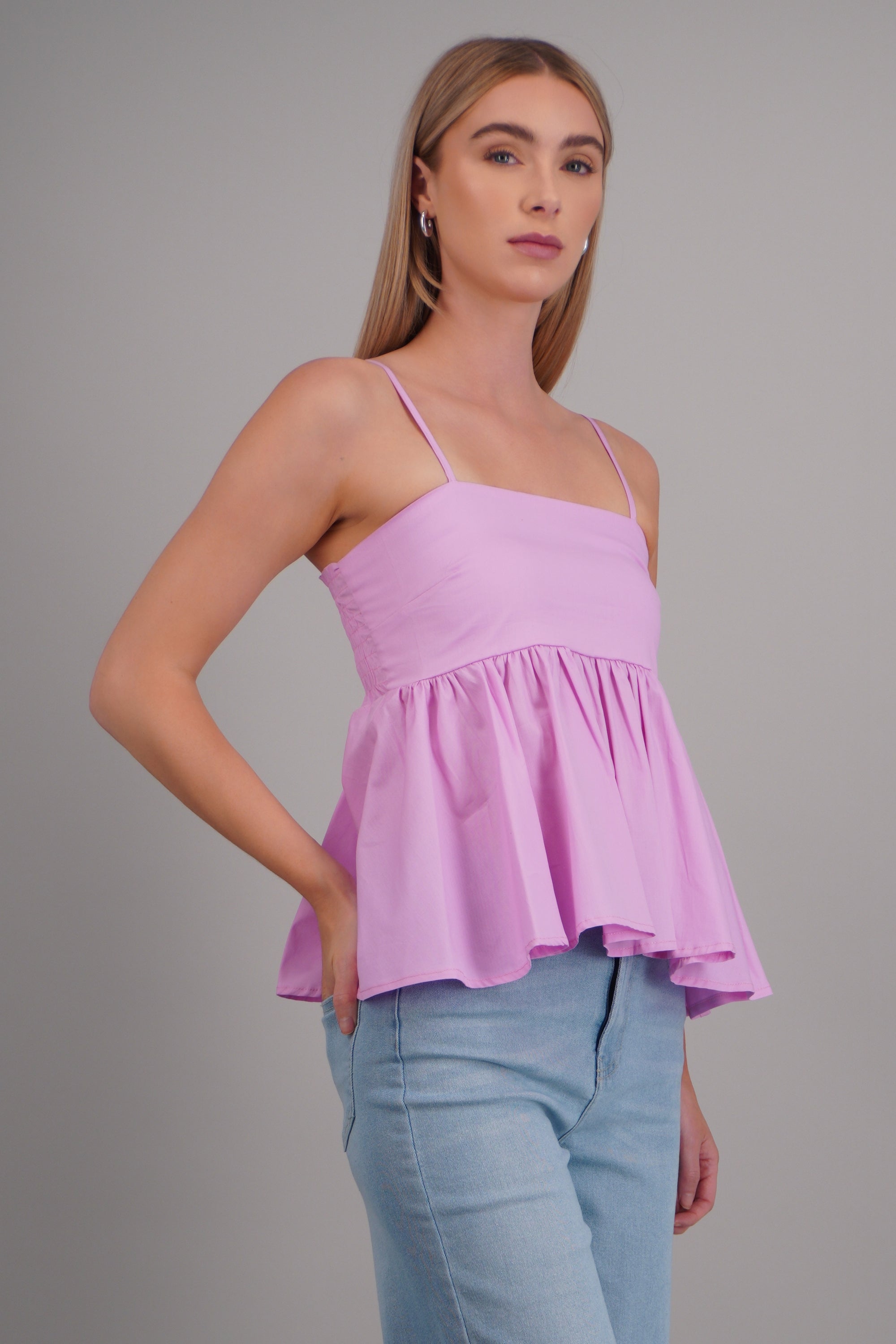 Top tirantes detalle peplum ROSA PASTEL