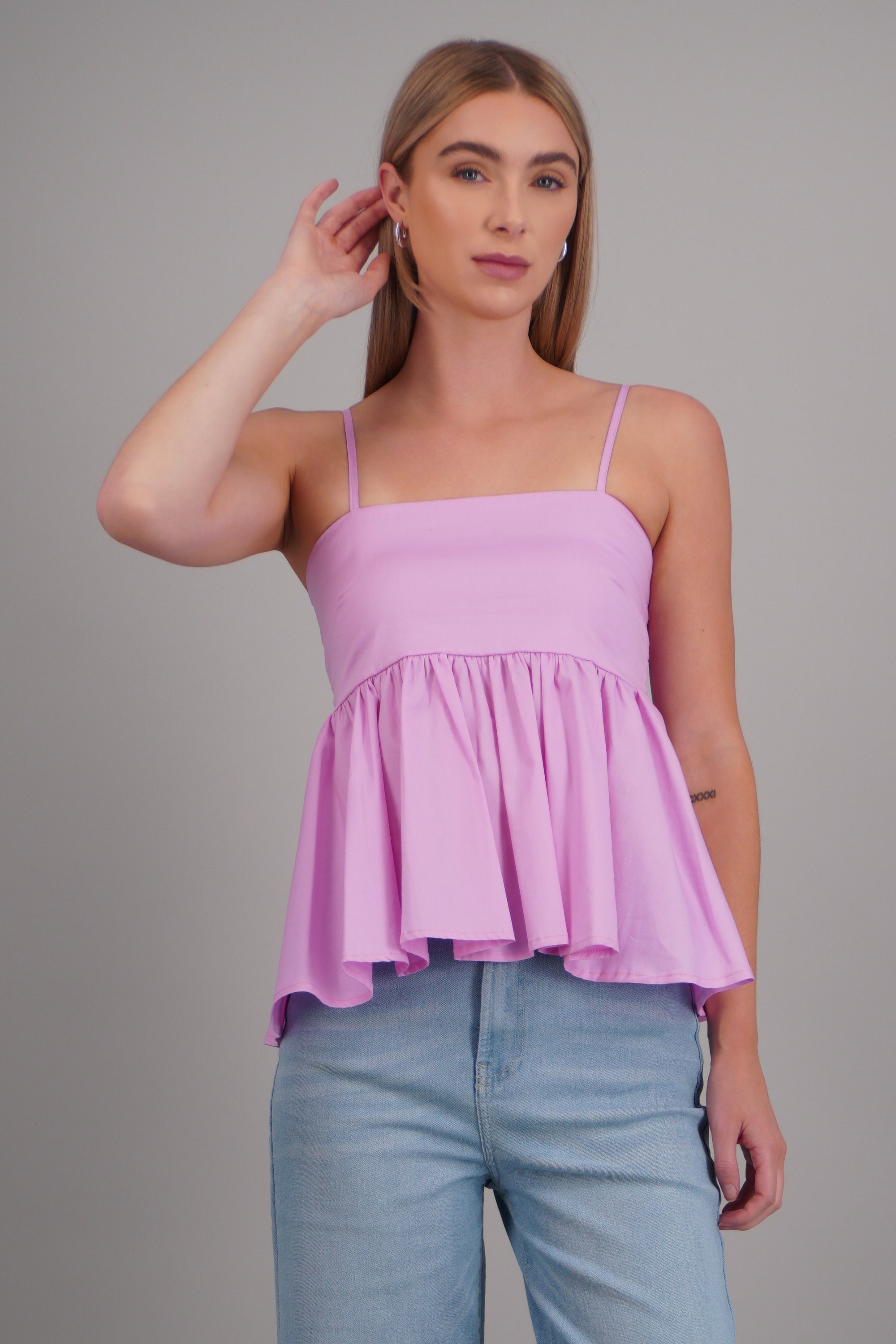 Top tirantes detalle peplum ROSA PASTEL