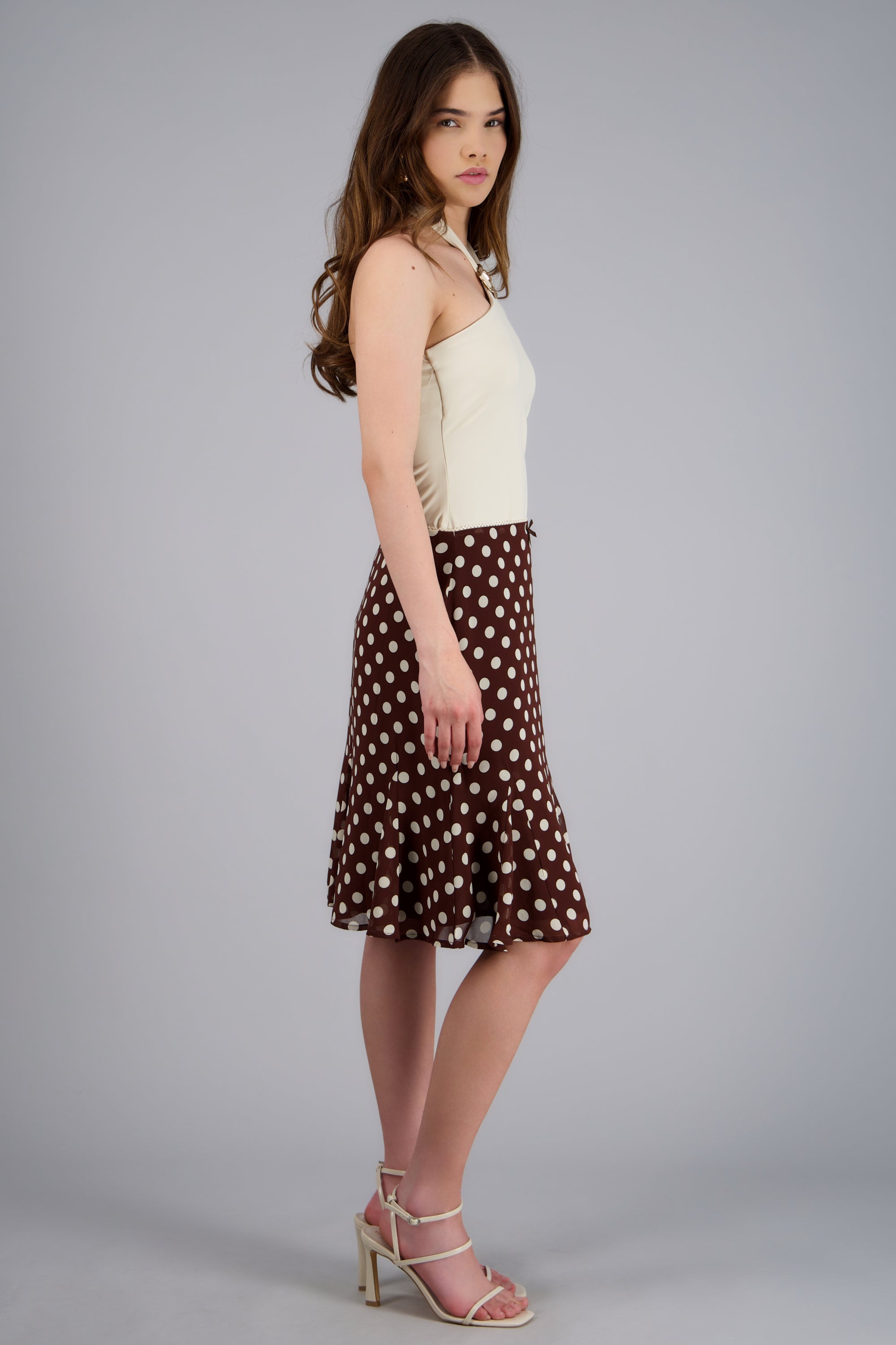 Falda midi polka dots detalle moño CAFE COMBO