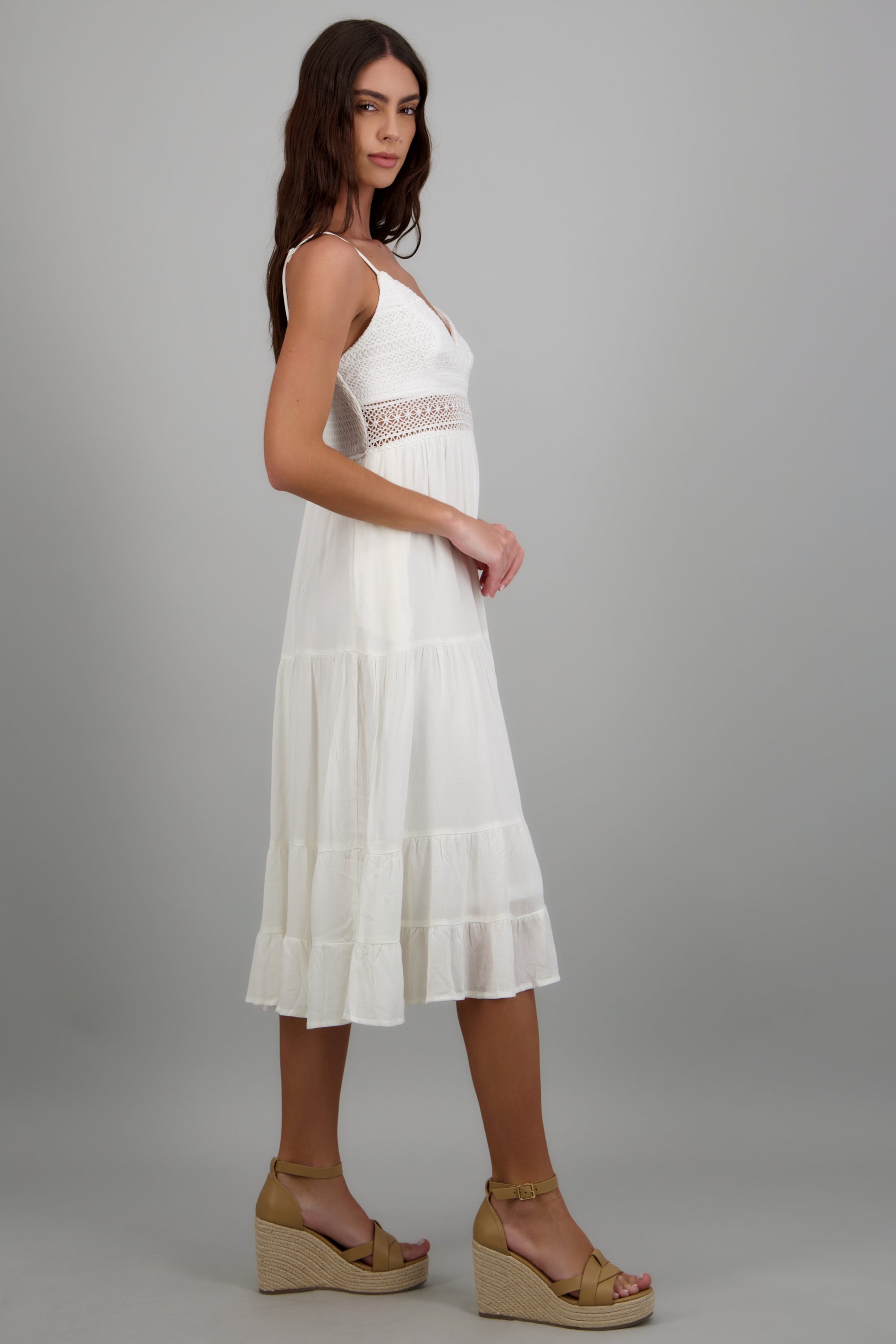 Vestido maxi con crochet BLANCO