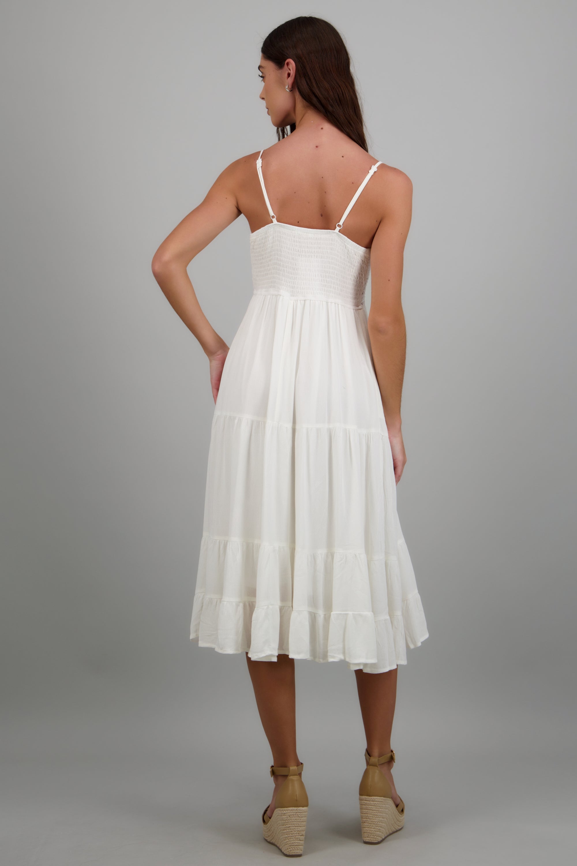Vestido maxi con crochet BLANCO