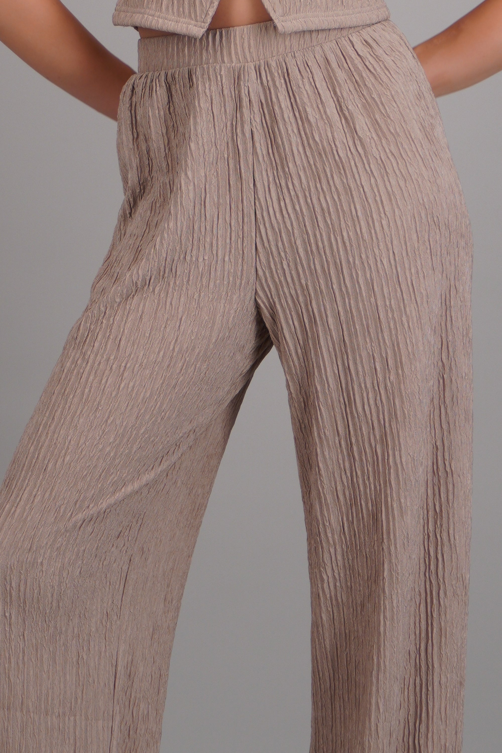 Pants rectos textura TAUPE