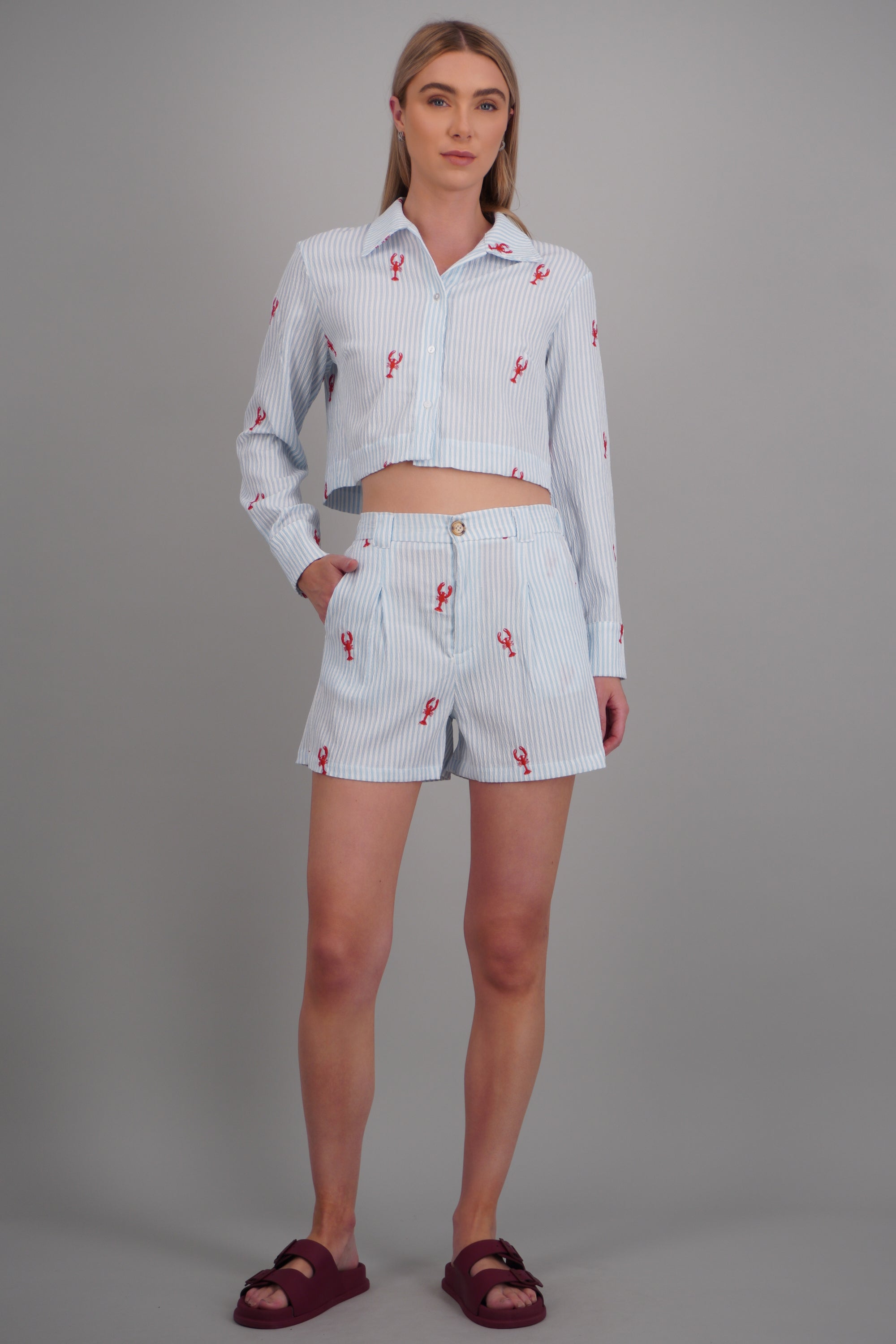 Short bordado langosta AZUL COMBO