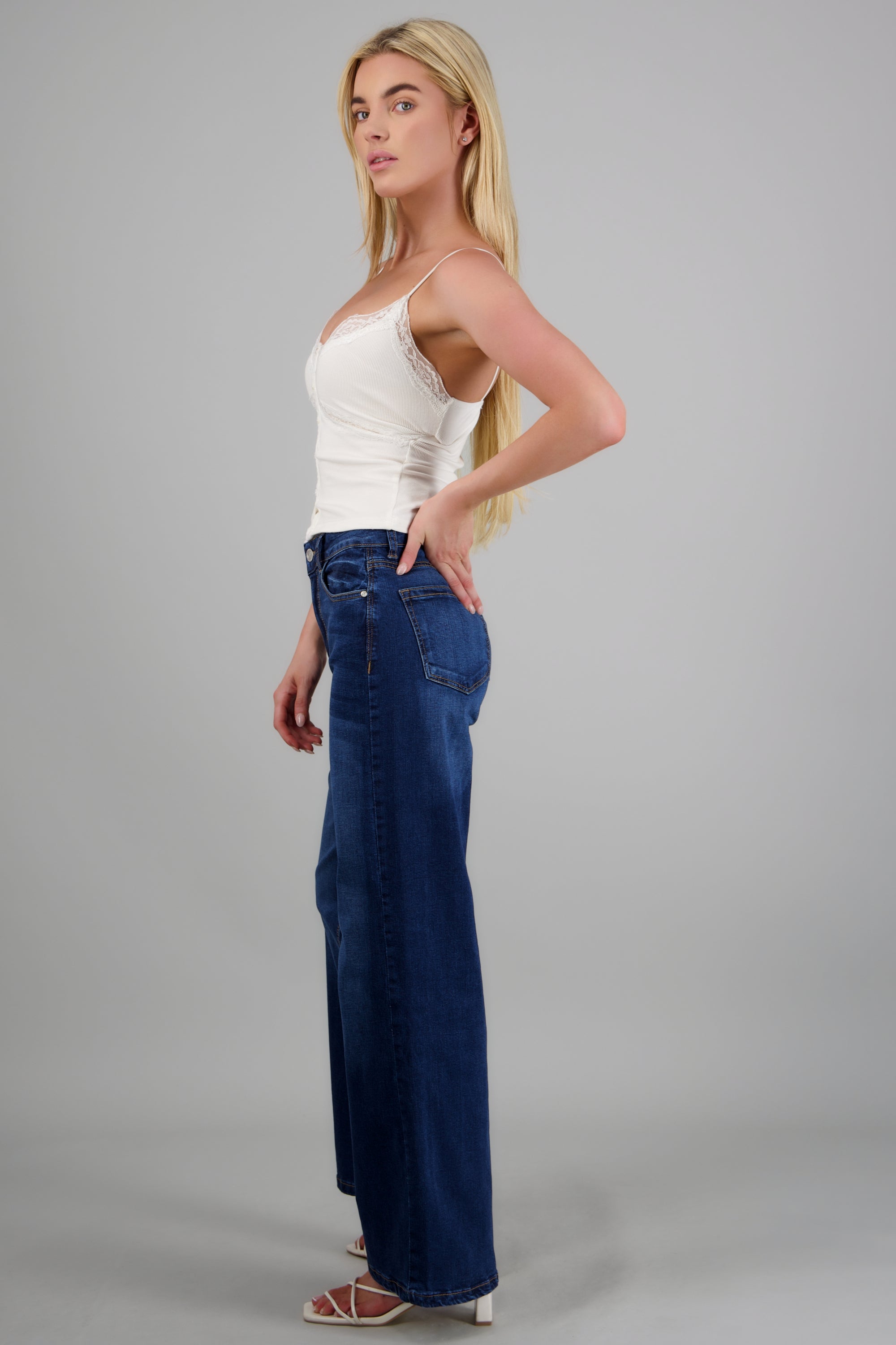 Jeans wide leg basico DARK WASH
