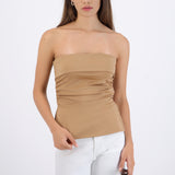 Top drapeado con aberturas