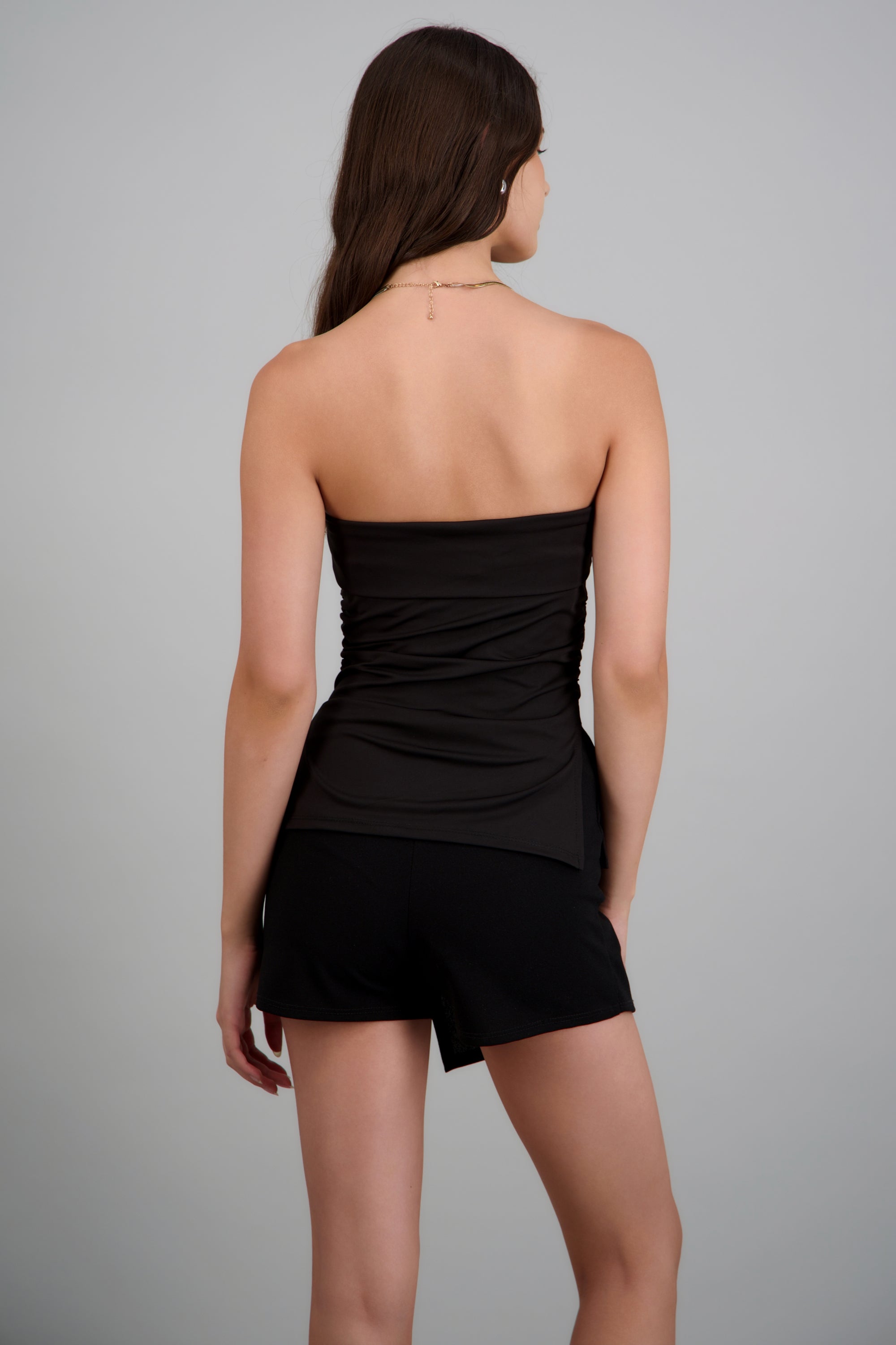 Top drapeado con aberturas NEGRO