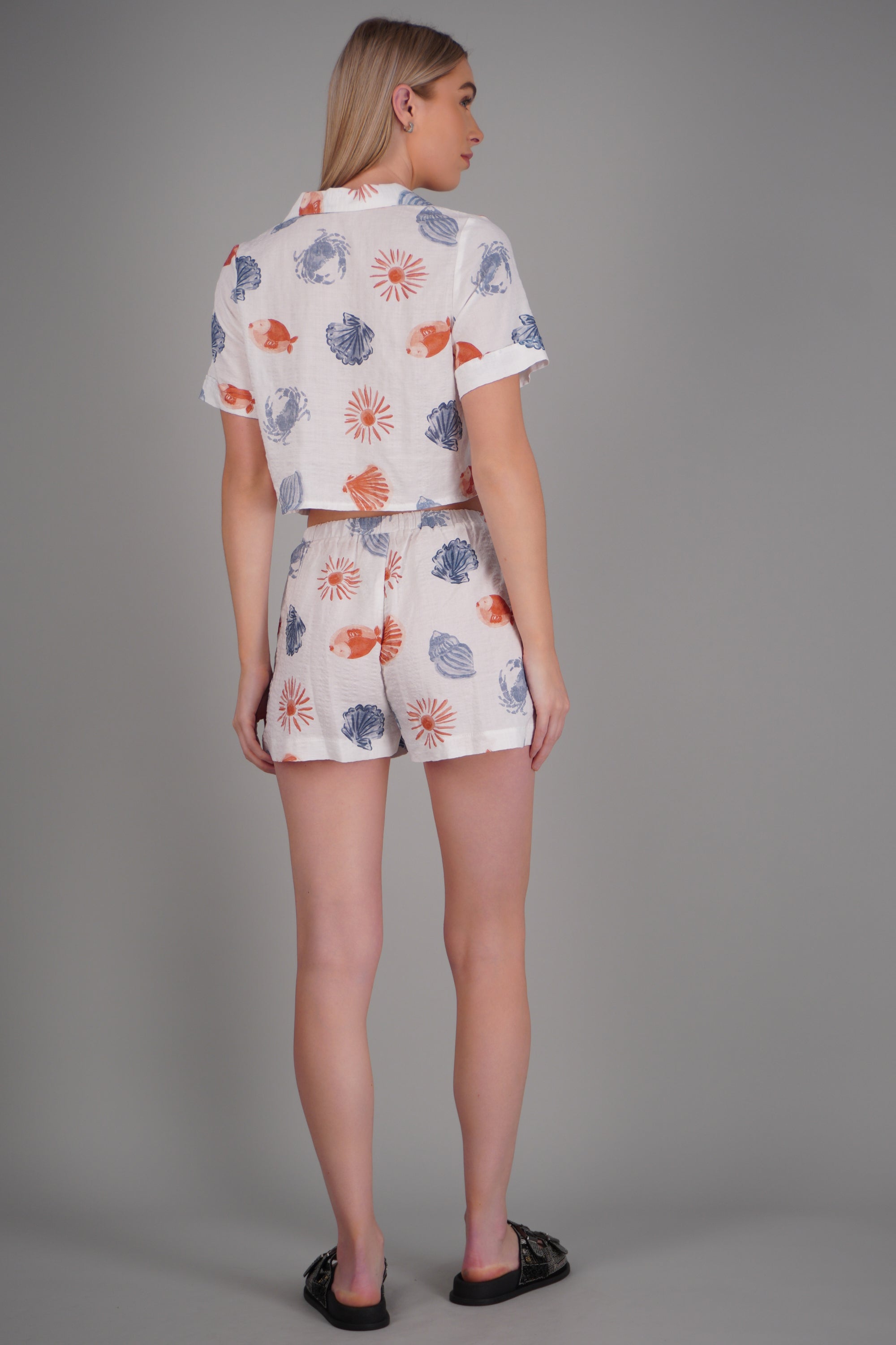 Short ligero estampado marino BLANCO COMBO
