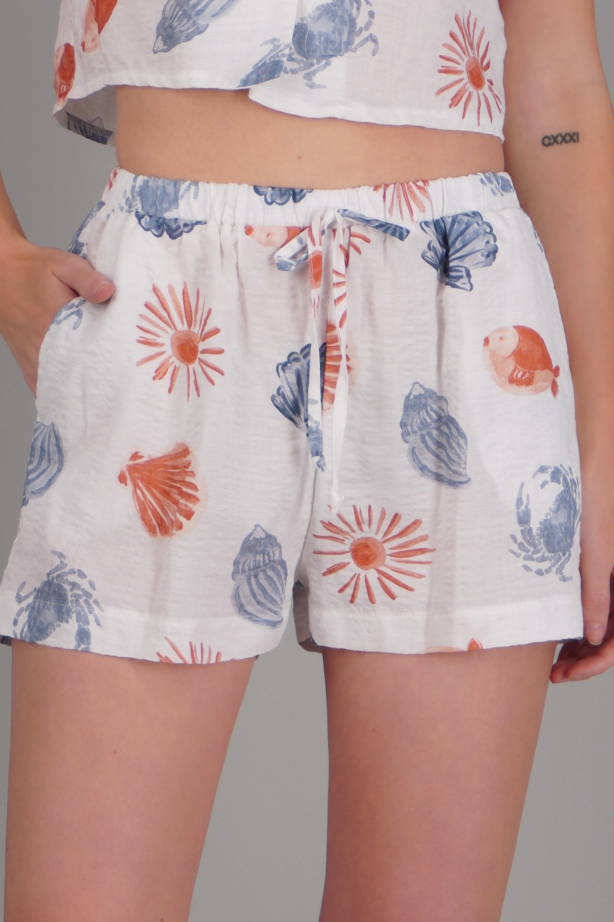 Short ligero estampado marino BLANCO COMBO