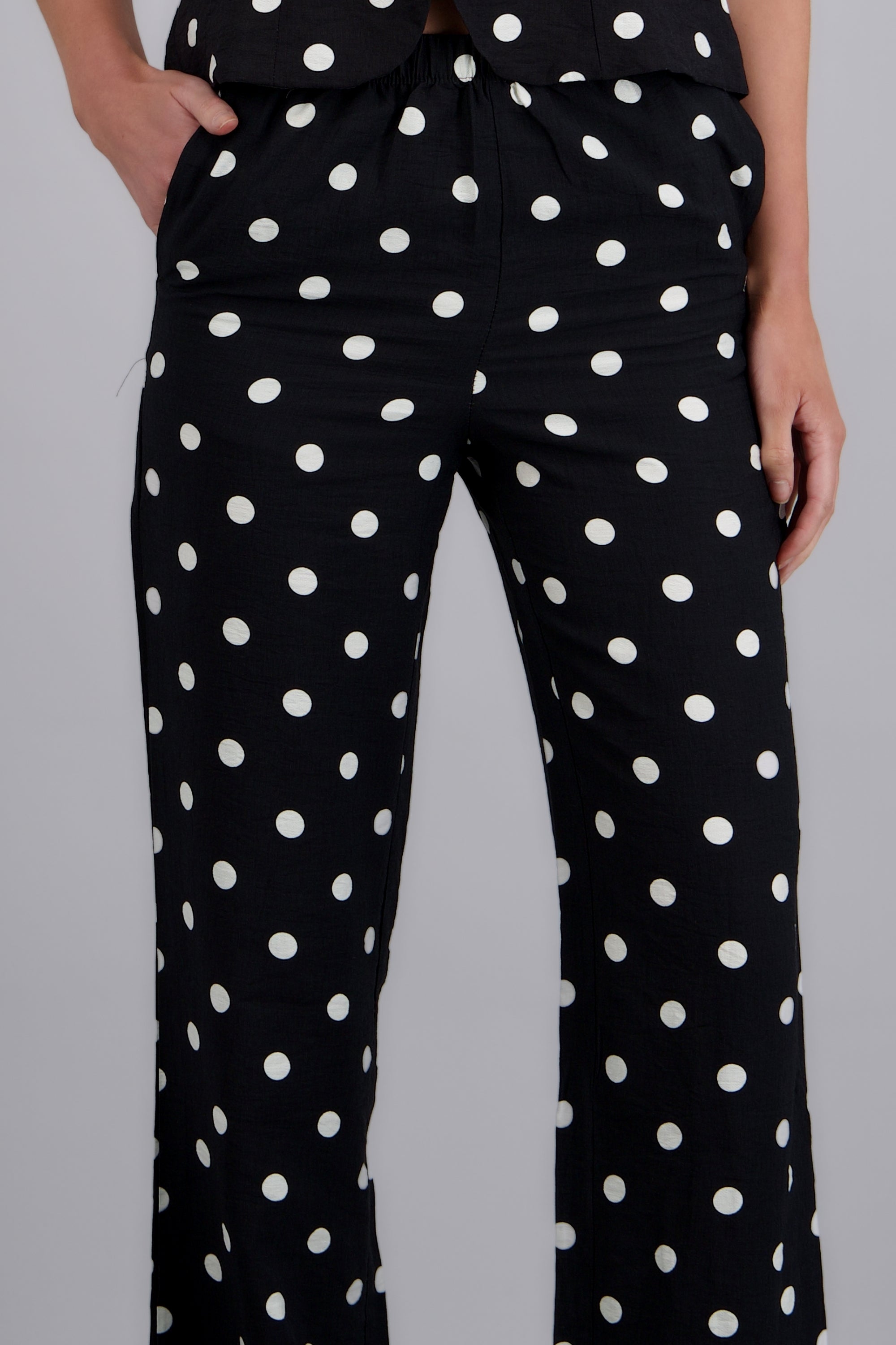 Pantalón recto polka dots NEGRO COMBO