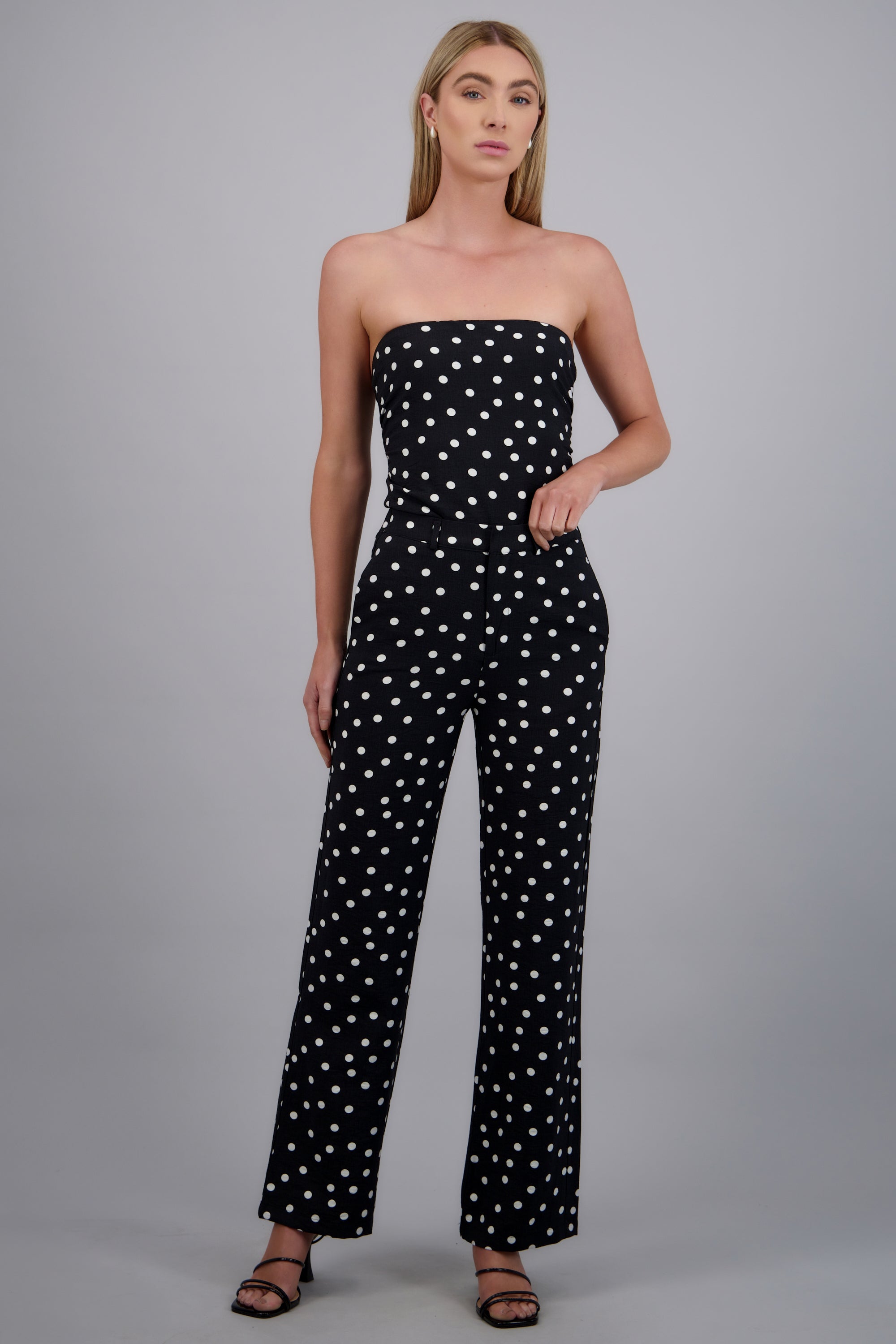 Pantalón recto polka dots NEGRO COMBO