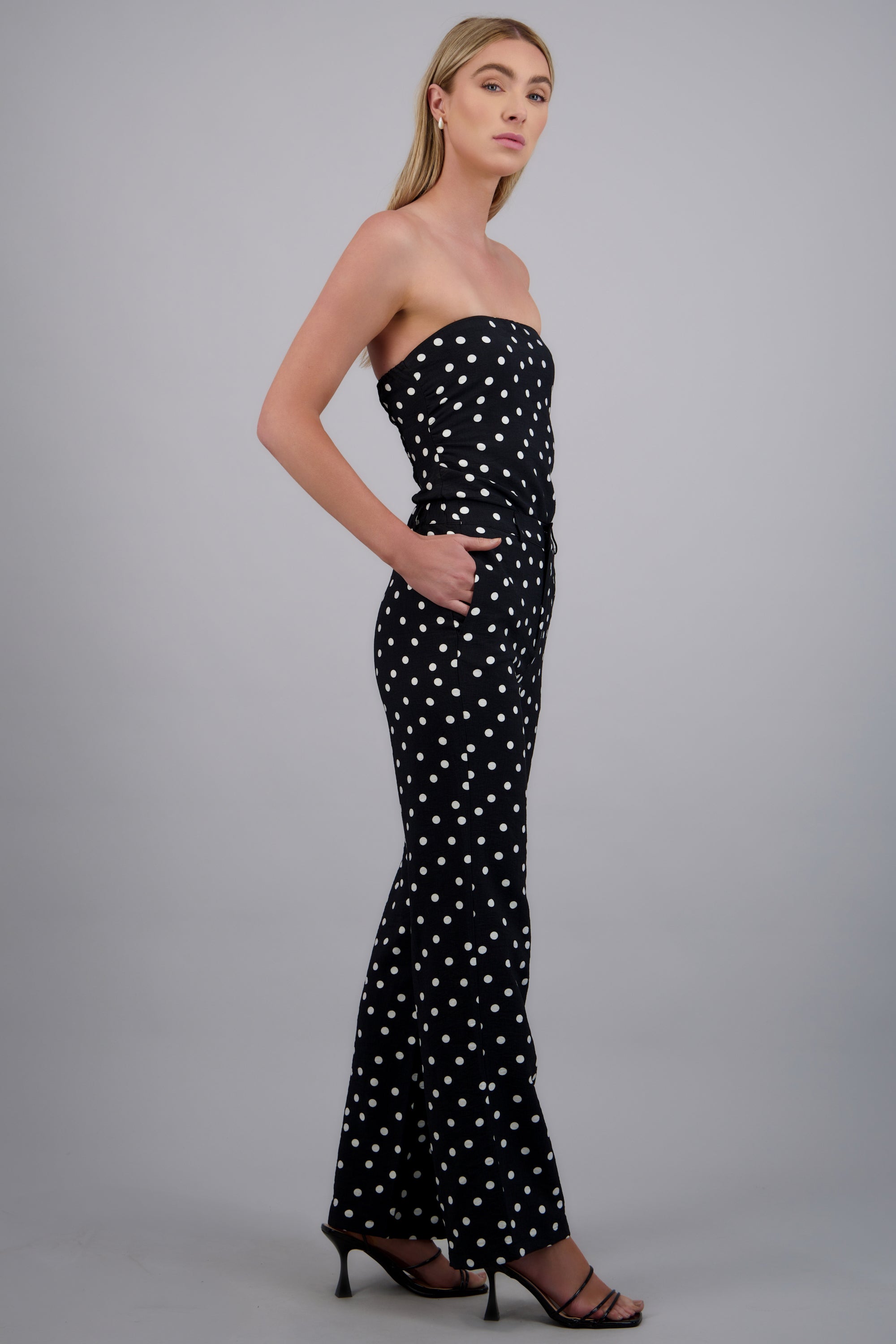 Pantalón recto polka dots NEGRO COMBO