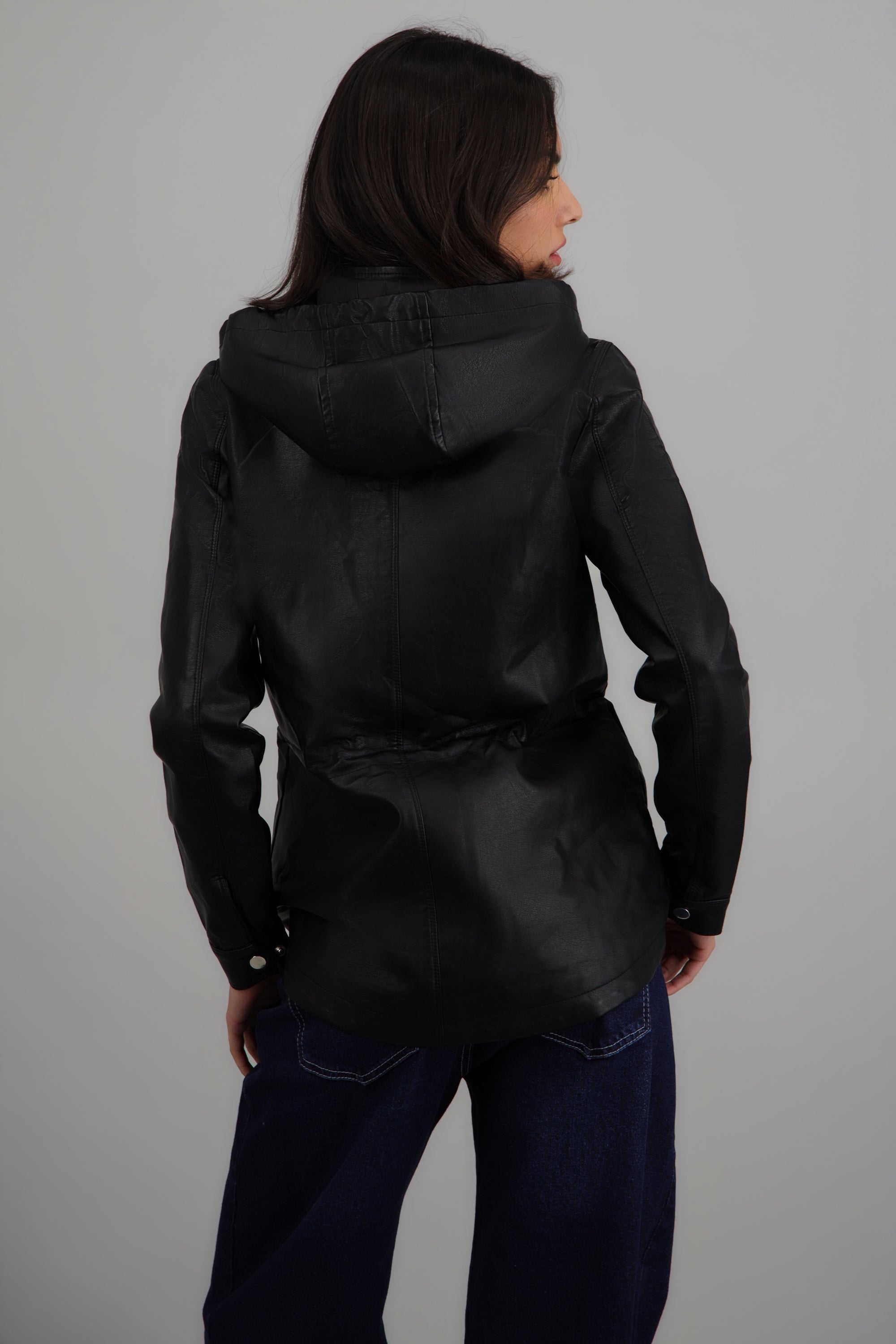Gabardina pu detalle botones NEGRO