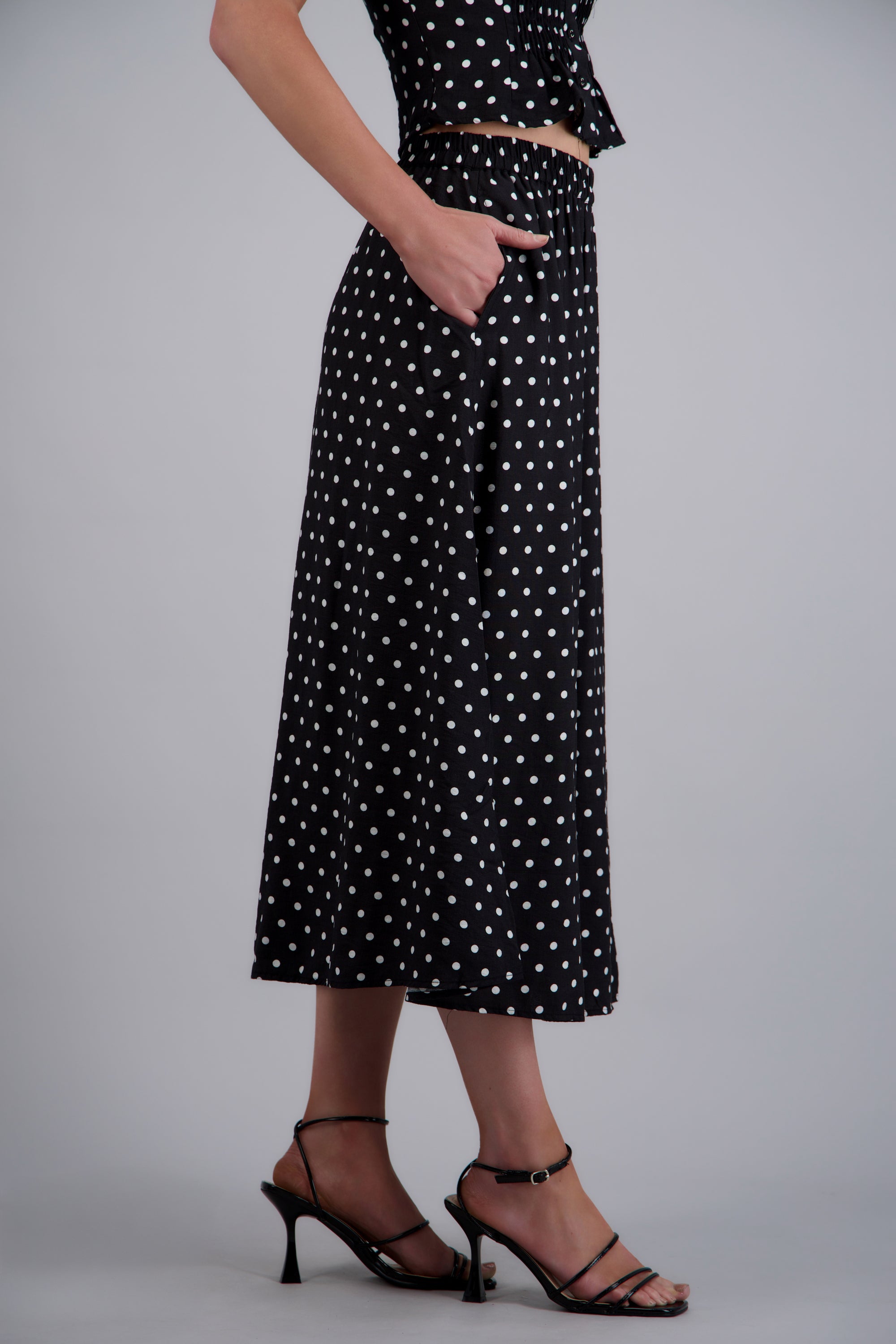 Falda midi polka dots NEGRO COMBO