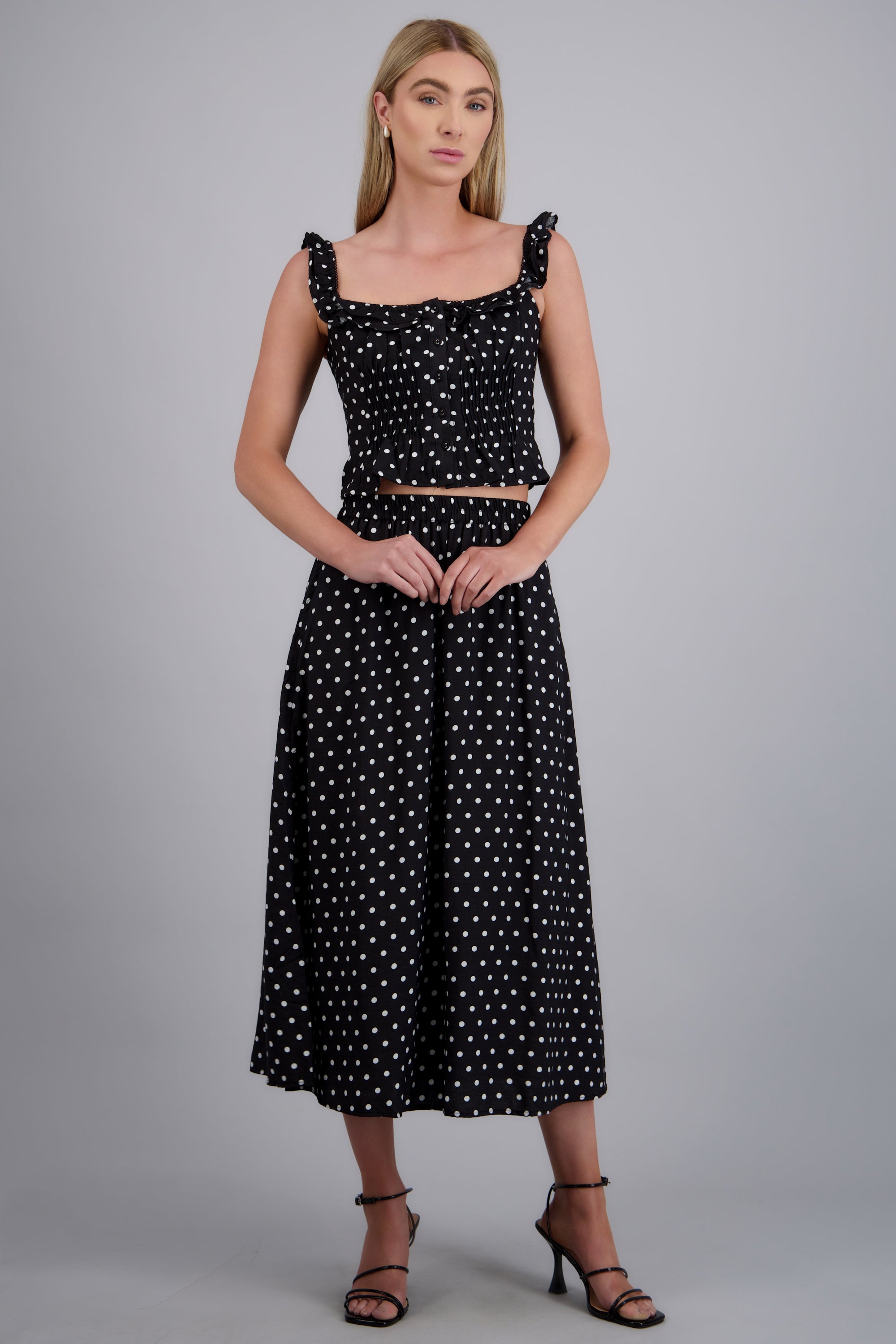 Falda midi polka dots NEGRO COMBO