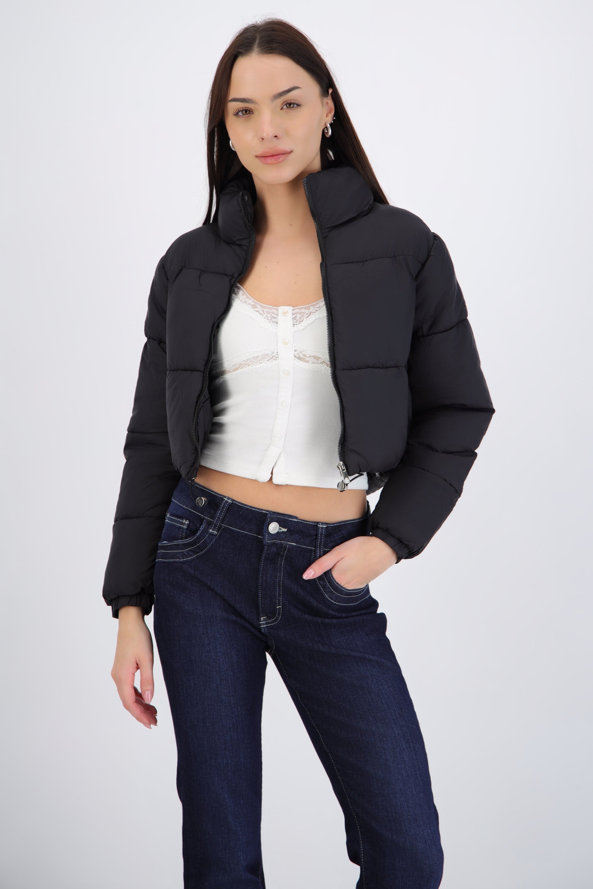 Chamarra puffer crop