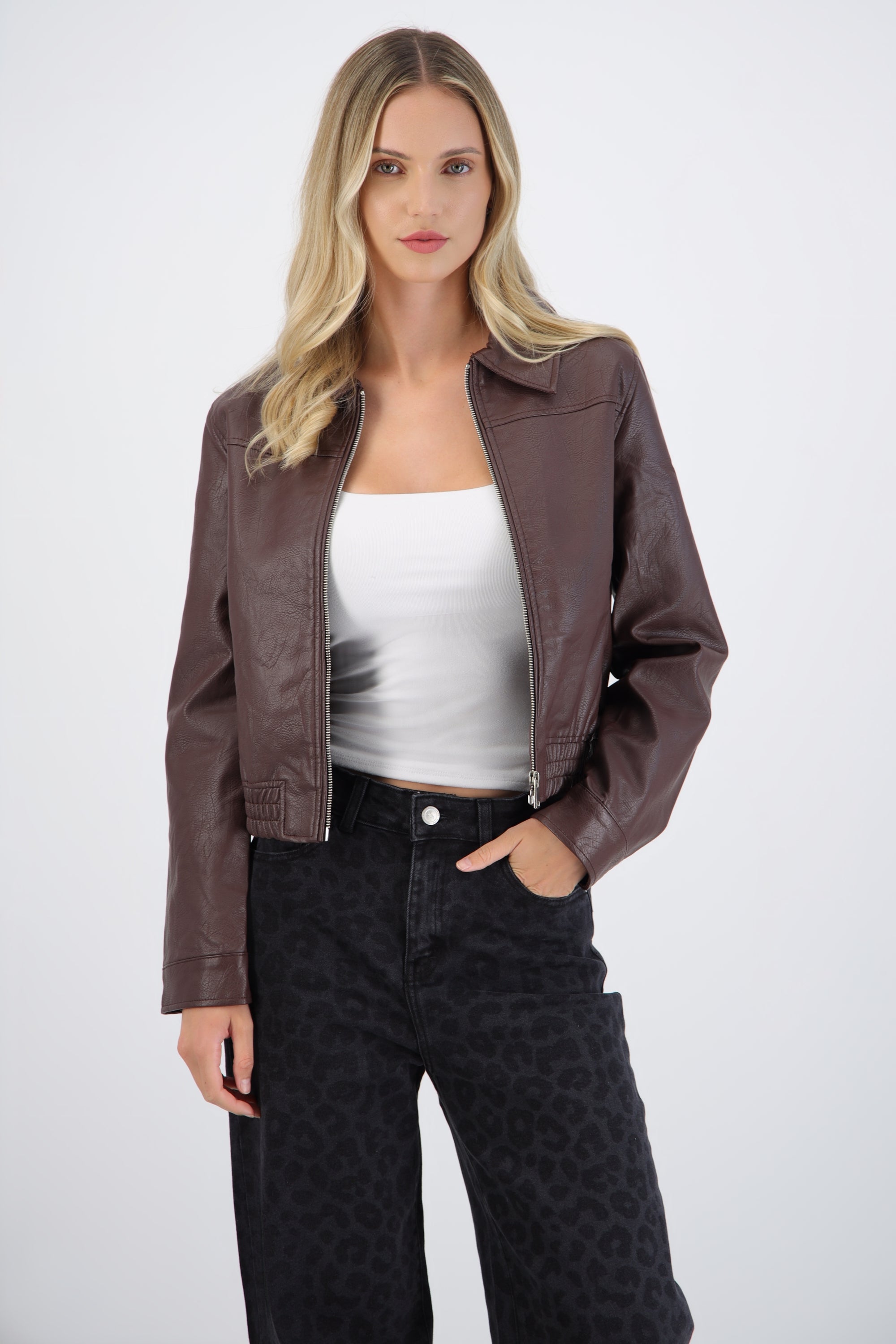 Chamarra pu bomber