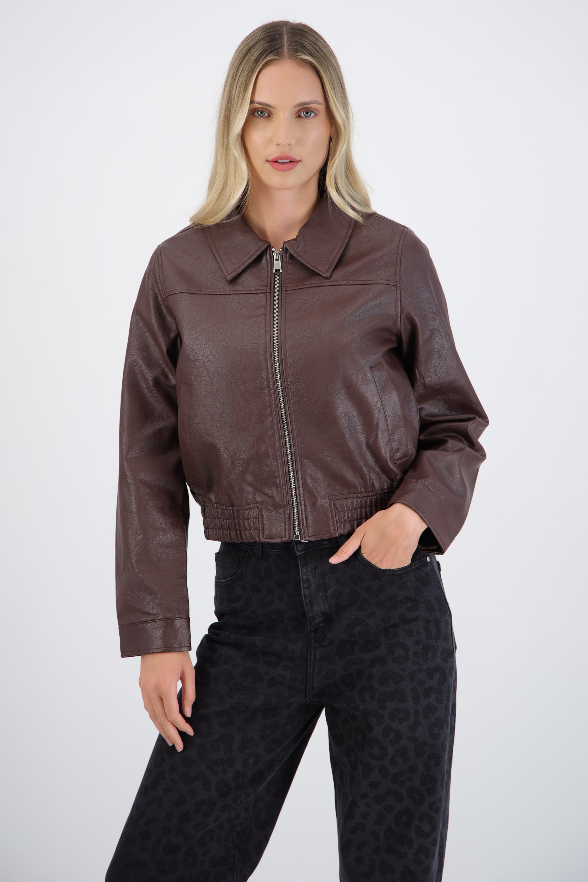 Chamarra pu bomber