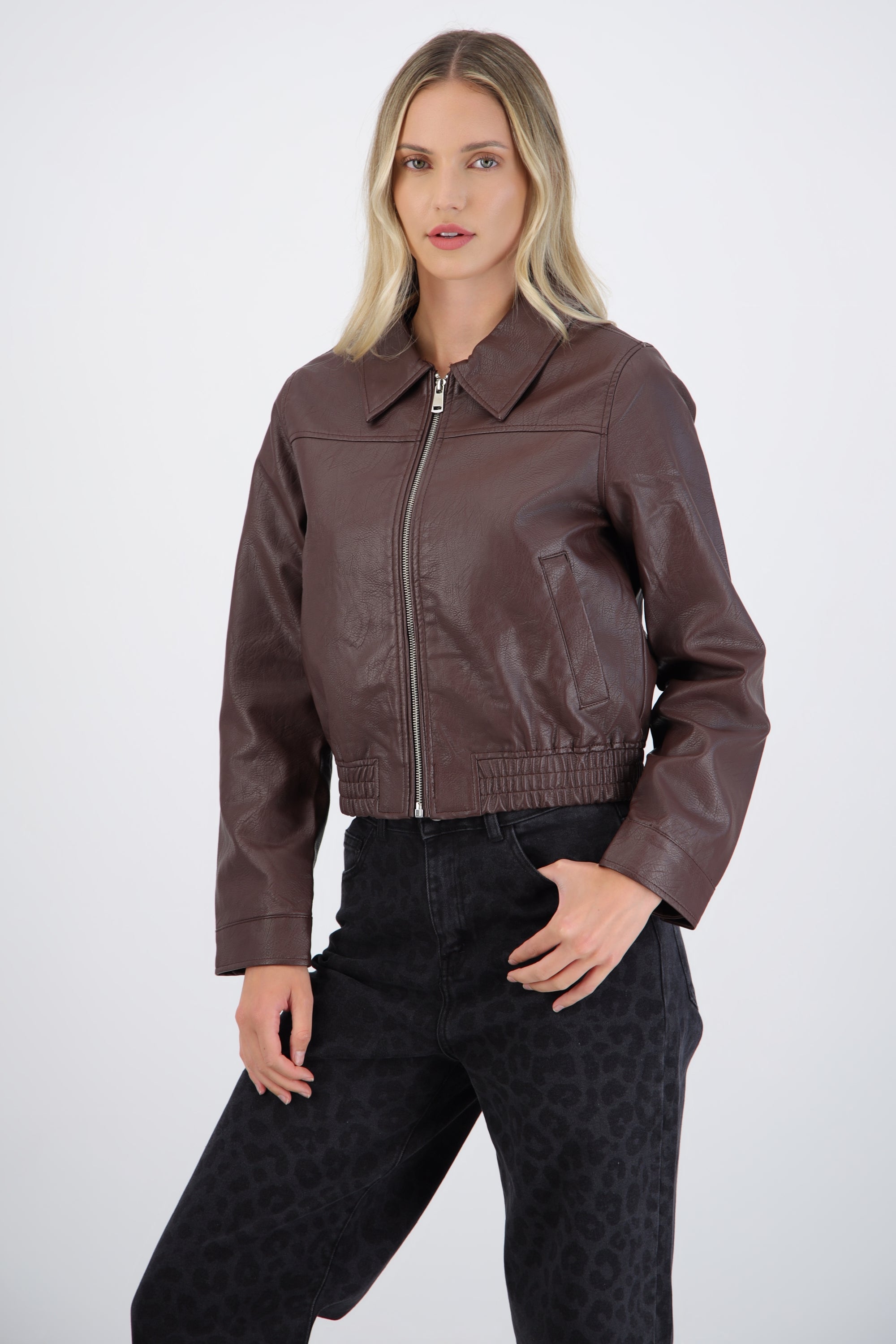 Chamarra pu bomber
