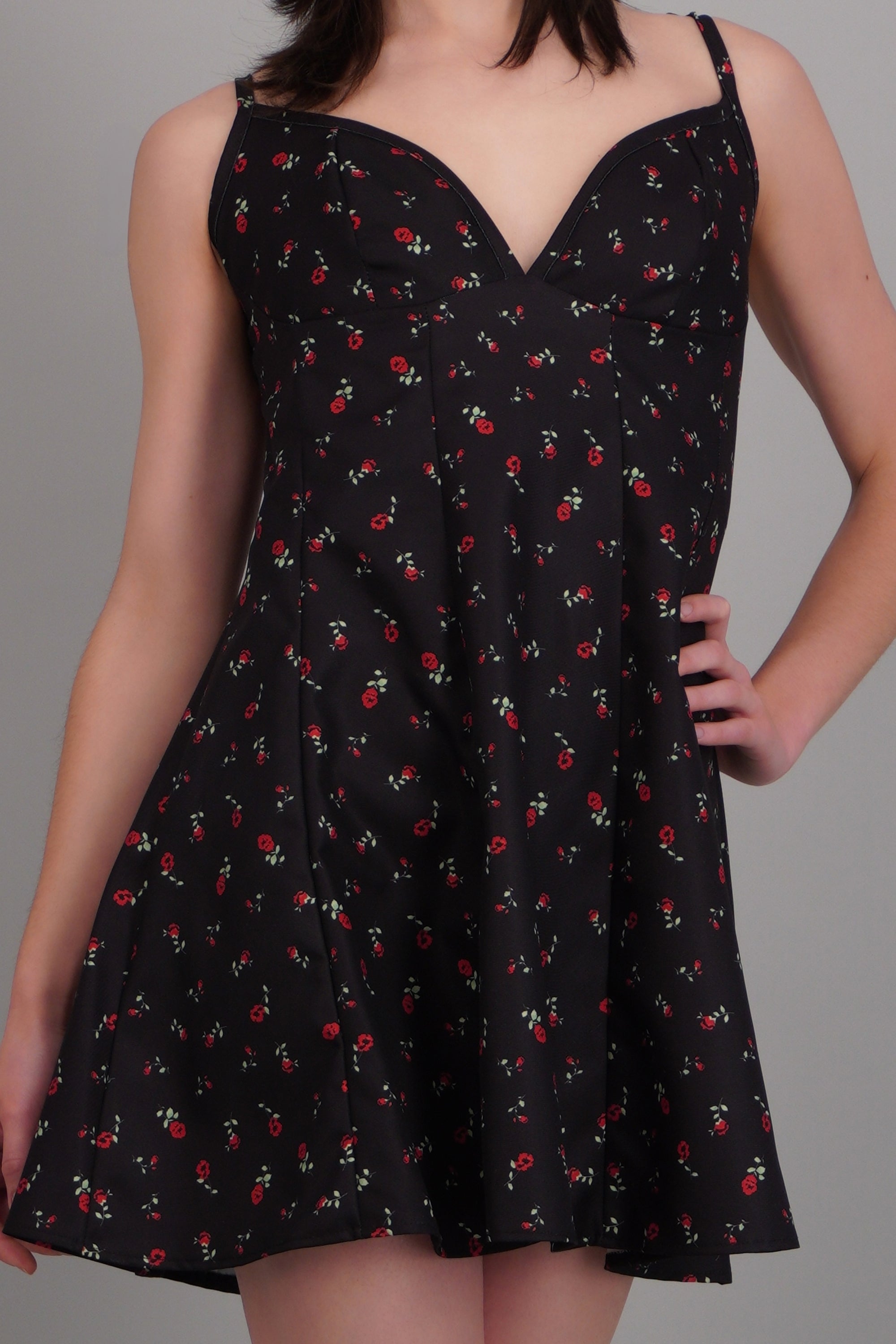 vestido mini ampon tirantes estampado NEGRO COMBO