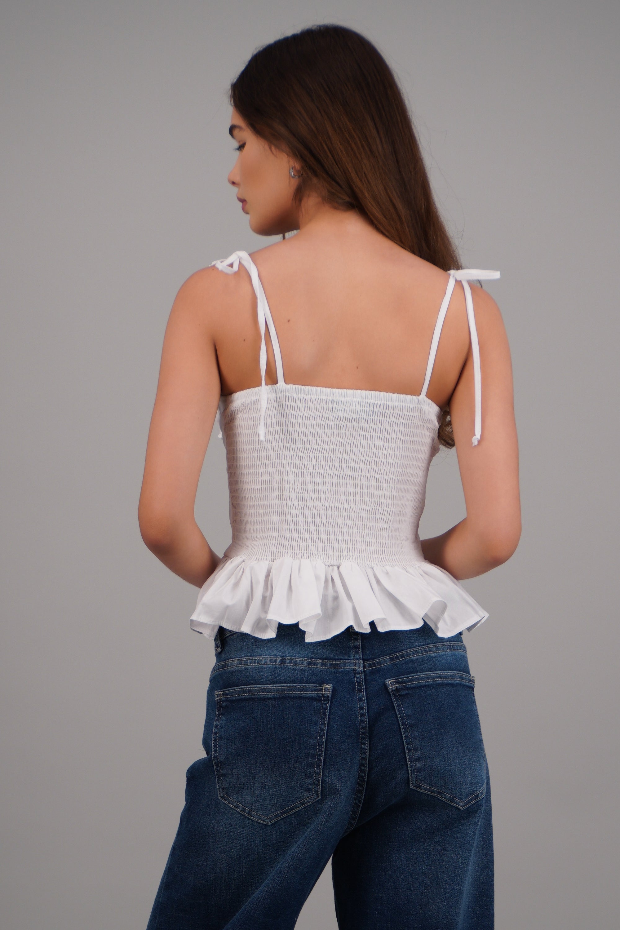 top peplum tirantes con amarre BLANCO