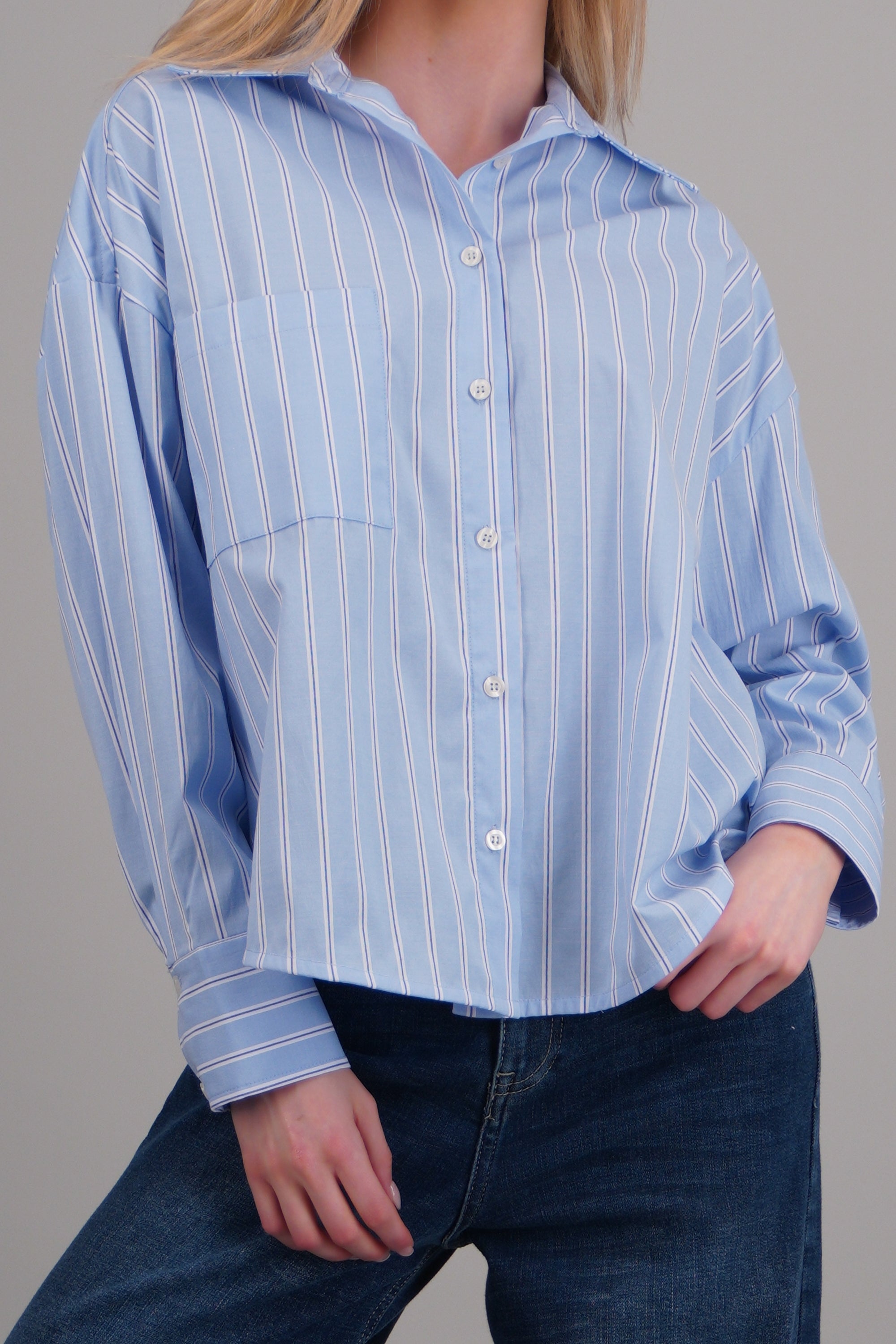 camisa oversize rayas AZUL COMBO