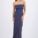 Vestido tubo doblez maxi polka dots