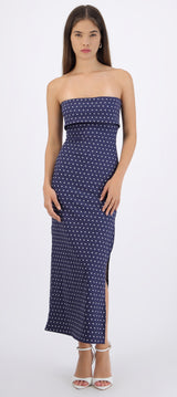 Vestido tubo doblez maxi polka dots