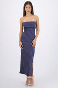 Vestido tubo doblez maxi polka dots