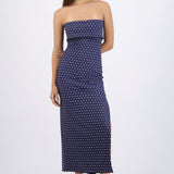 Vestido tubo doblez maxi polka dots