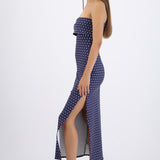 Vestido tubo doblez maxi polka dots