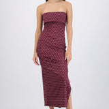Vestido tubo doblez maxi polka dots