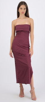 Vestido tubo doblez maxi polka dots