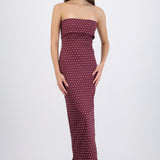 Vestido tubo doblez maxi polka dots