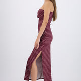 Vestido tubo doblez maxi polka dots