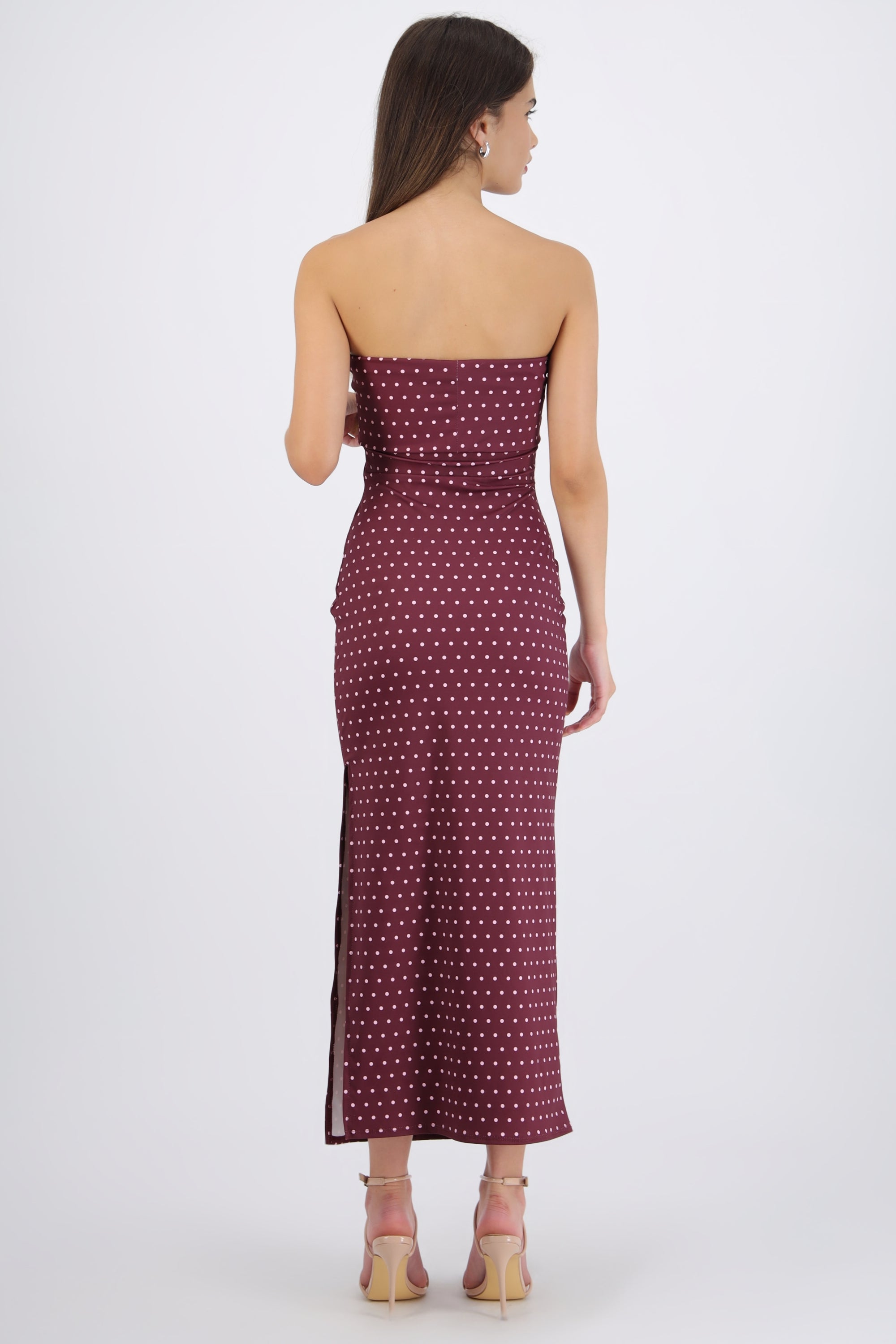 Vestido tubo doblez maxi polka dots