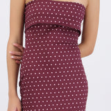 Vestido tubo doblez maxi polka dots