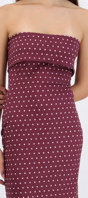 Vestido tubo doblez maxi polka dots
