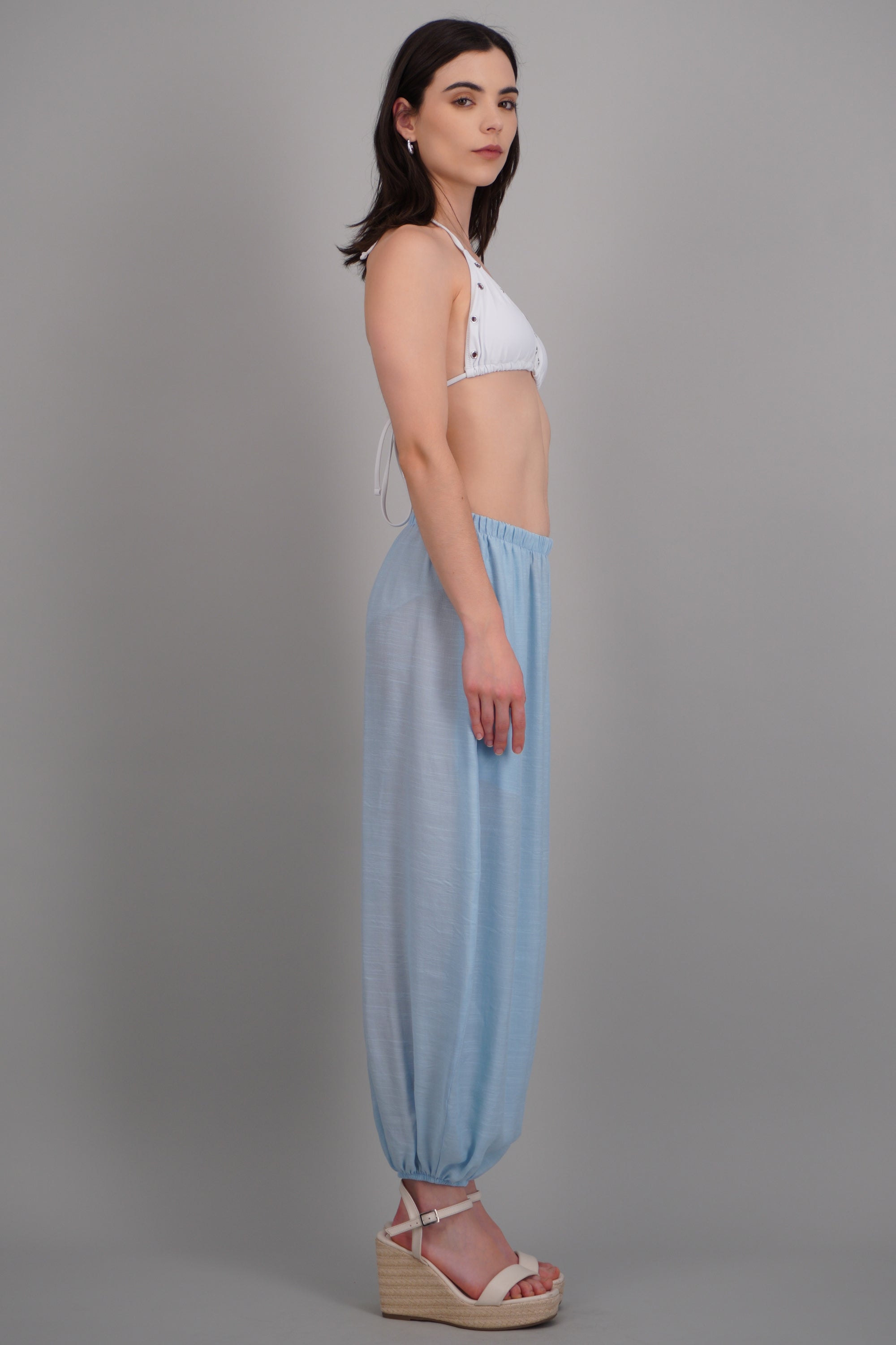Pantalones globo con bolsas AZUL PASTEL