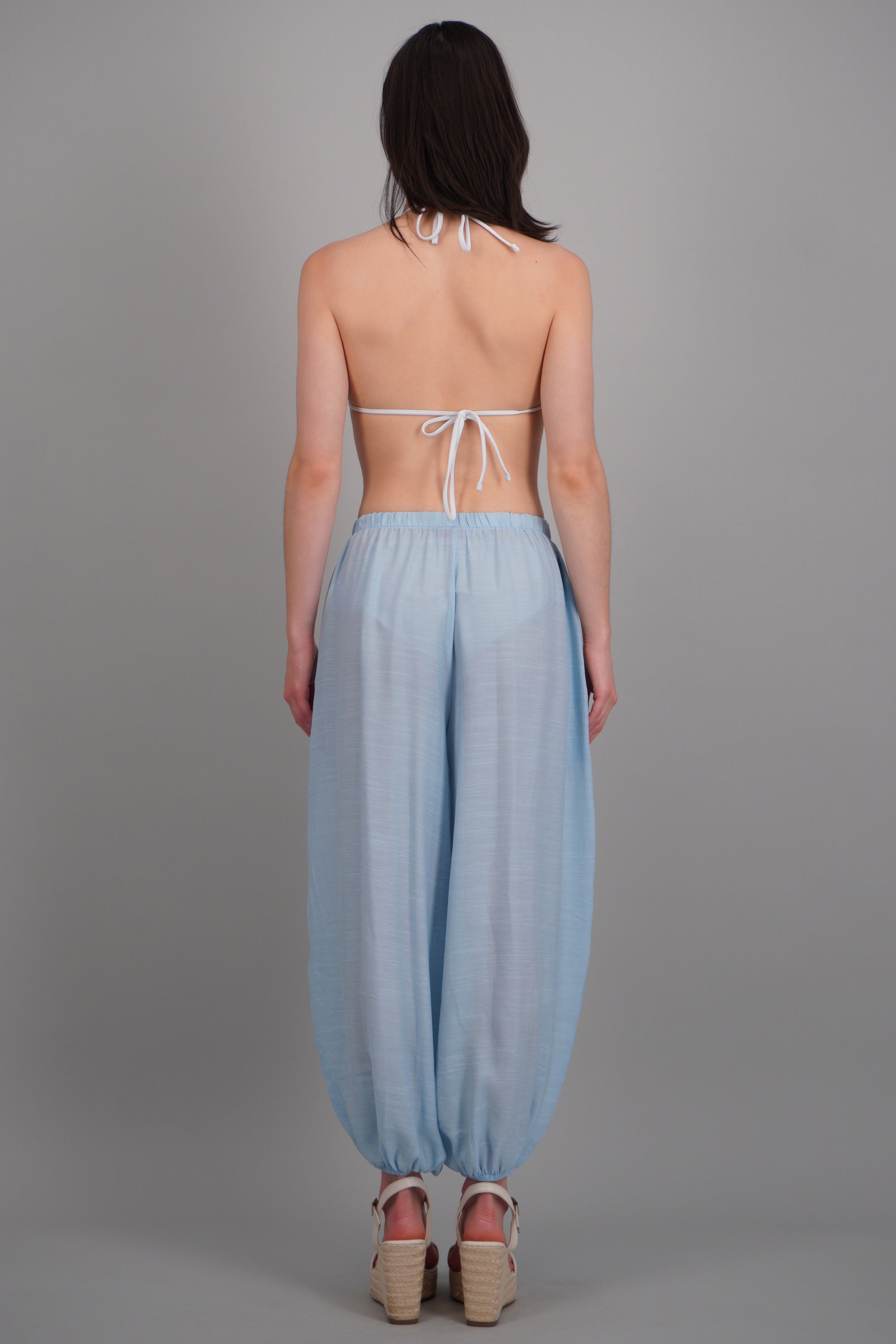 Pantalones globo con bolsas AZUL PASTEL