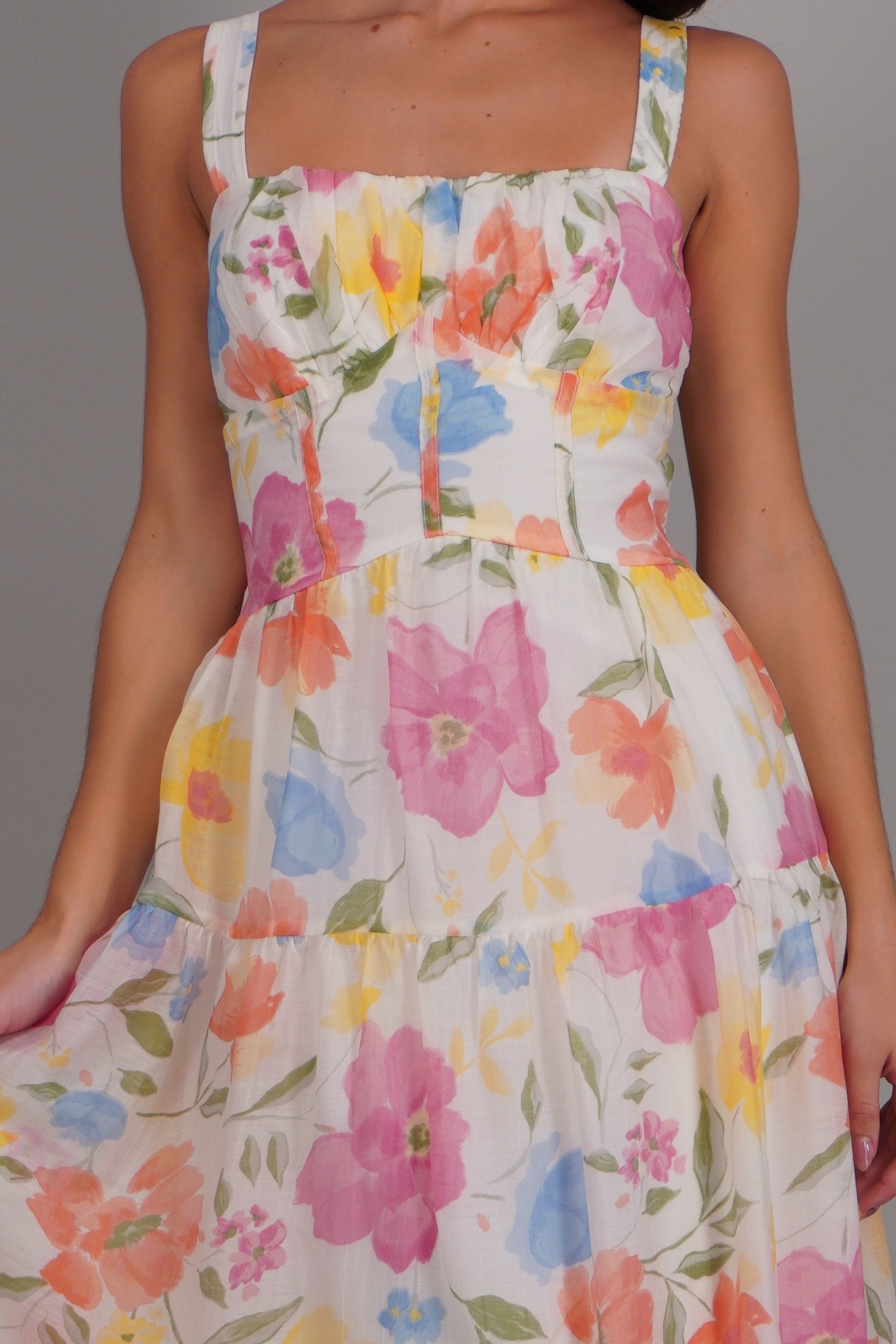 Vestido midi estampado flores MULTICOLOR