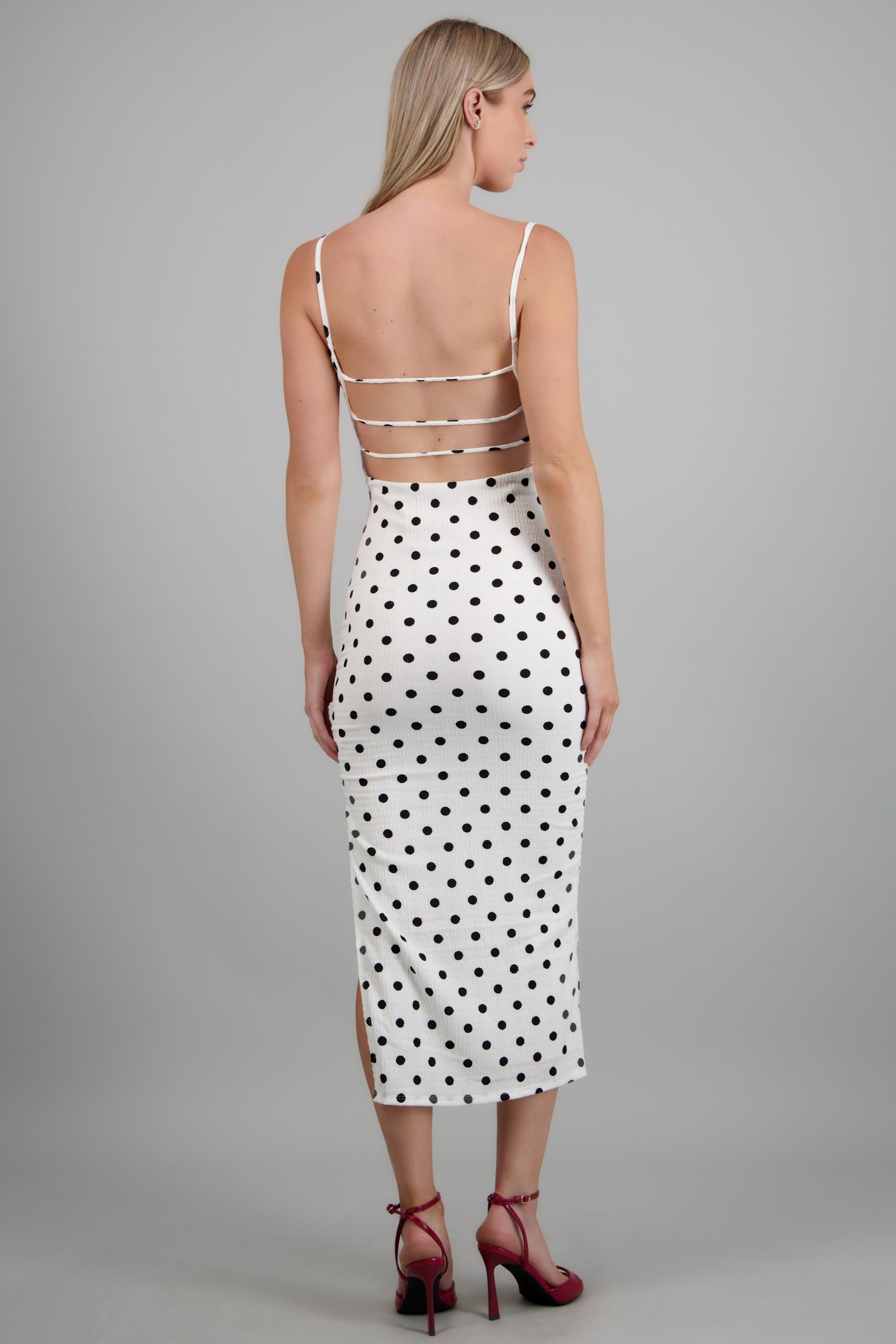 Vestido tirantes polka dots BLANCO COMBO