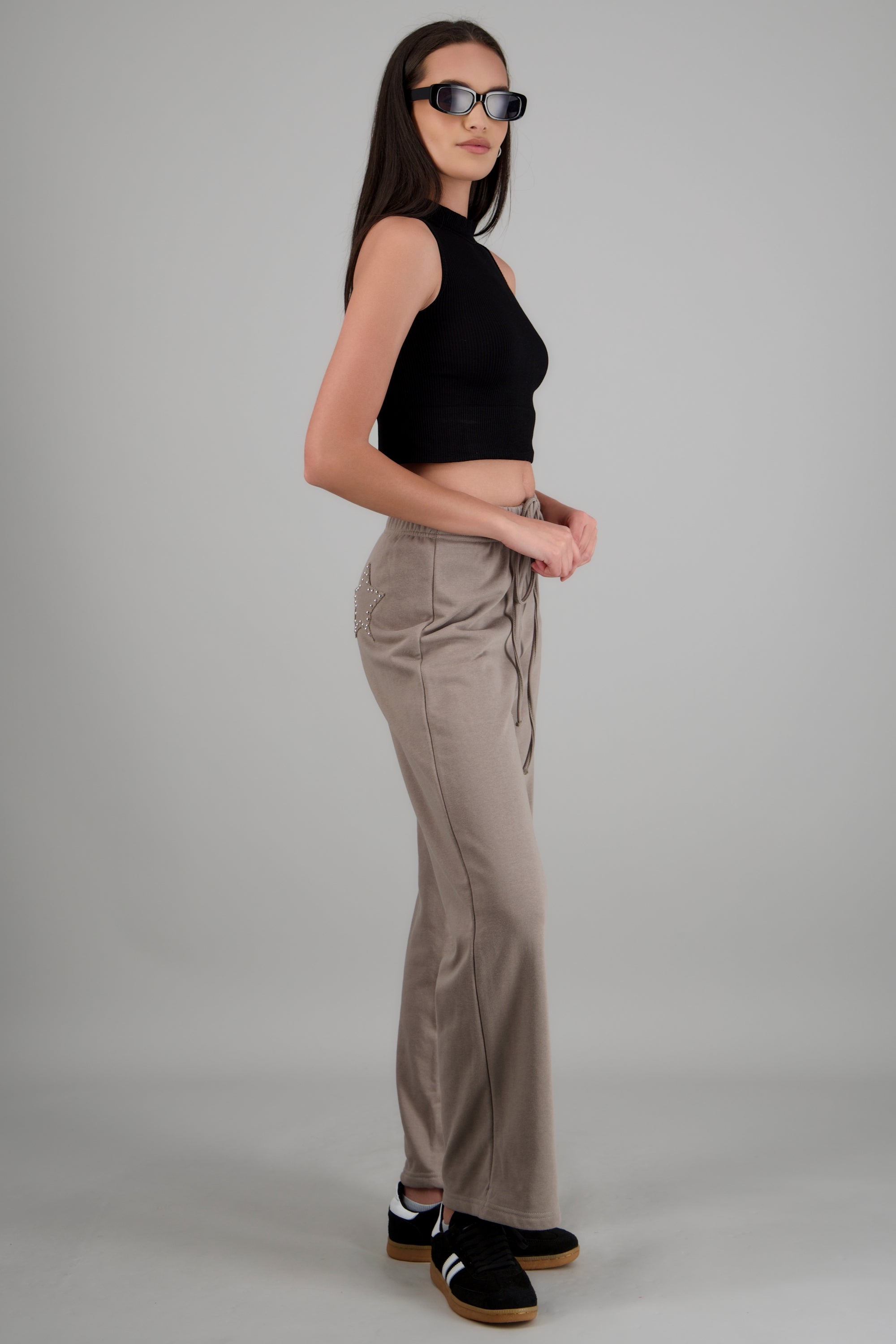 Pants lisos estrellas GRIS CLARO
